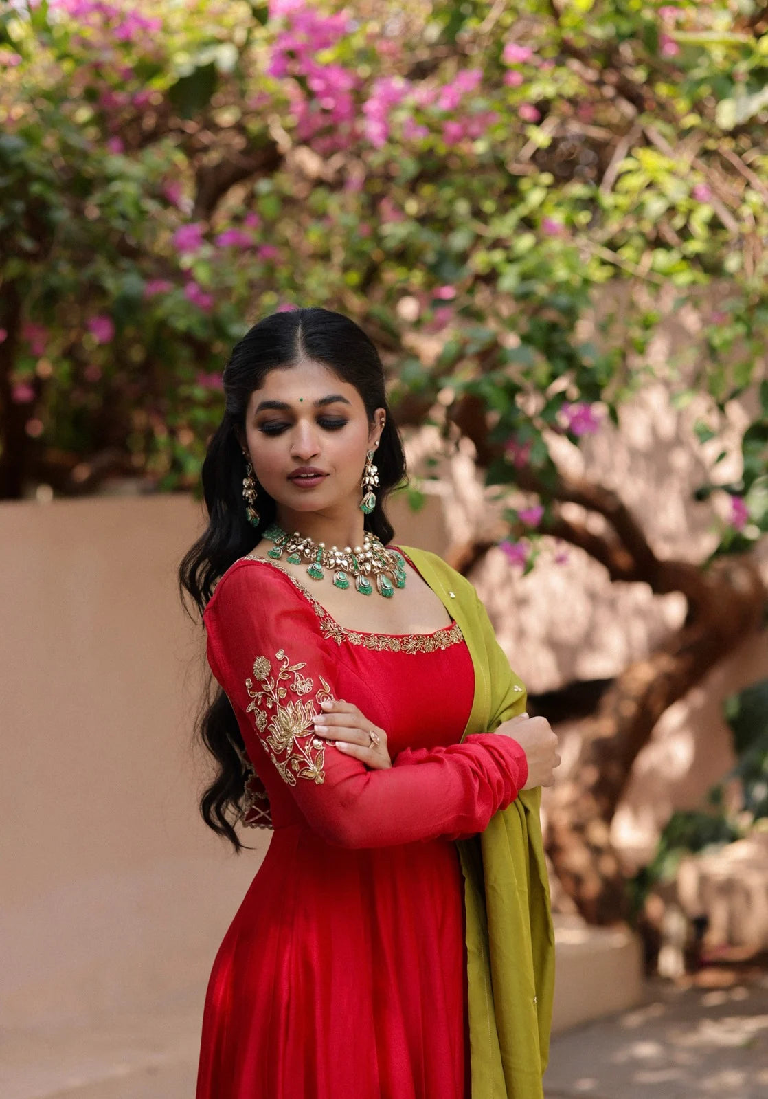 Morni Gherdar Motif Border Anarkali Set
