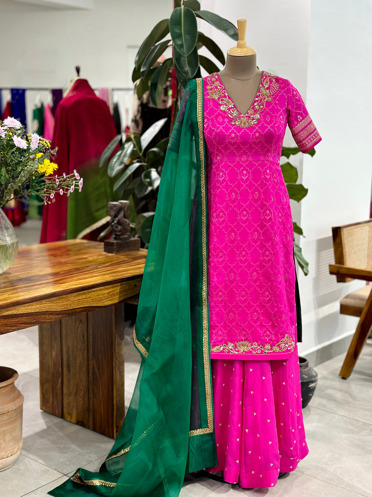 Handwoven Silk Brocade Sharara Set