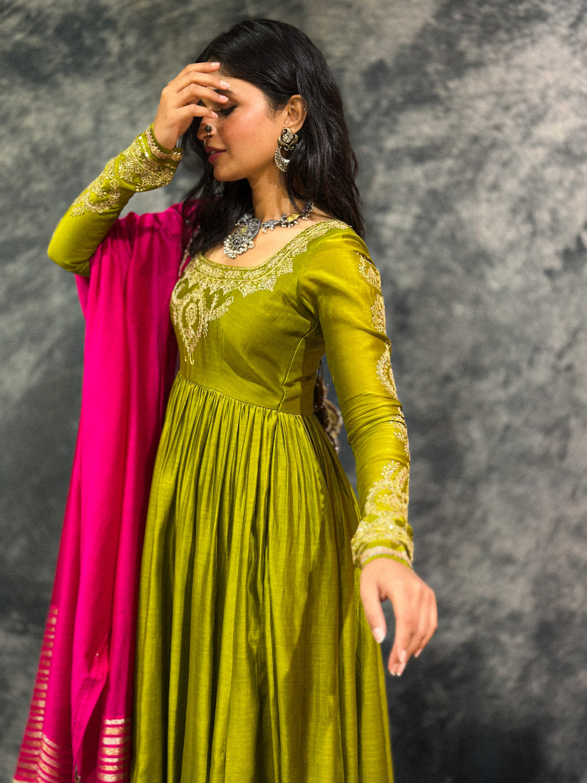 Mehendi Anarkali Set