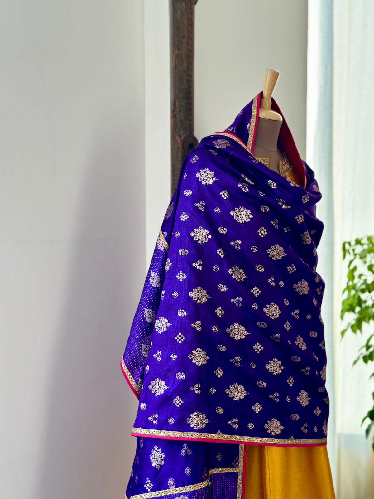 Yellow Raw Silk Kurta with Handwoven Silk Dupatta