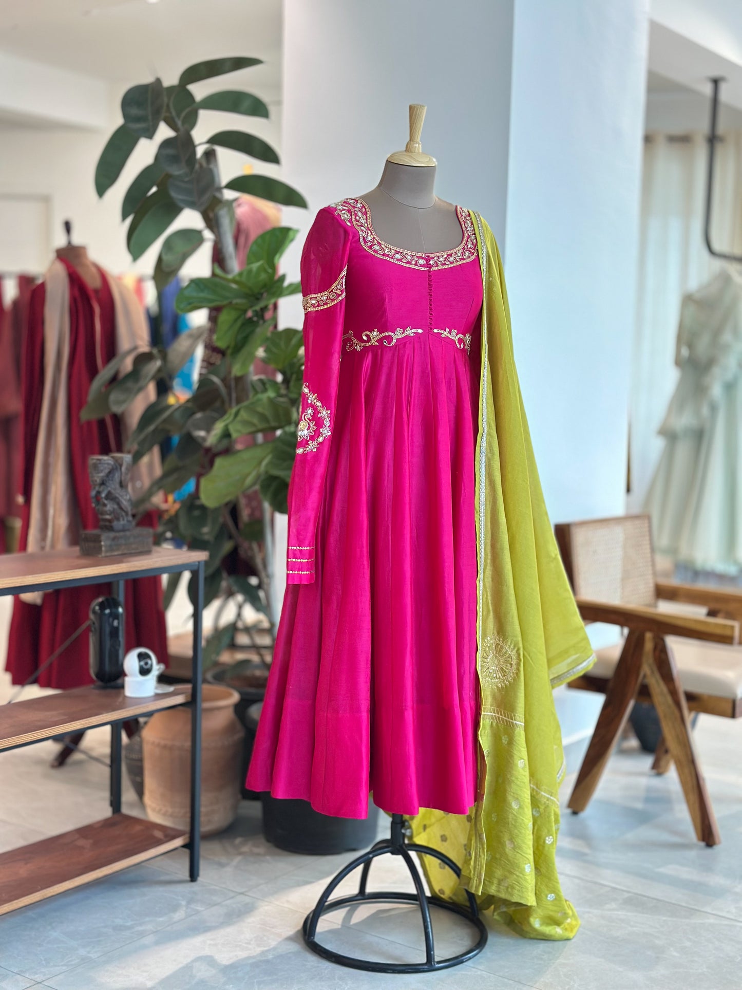 Pink Bajubandh Anarkali