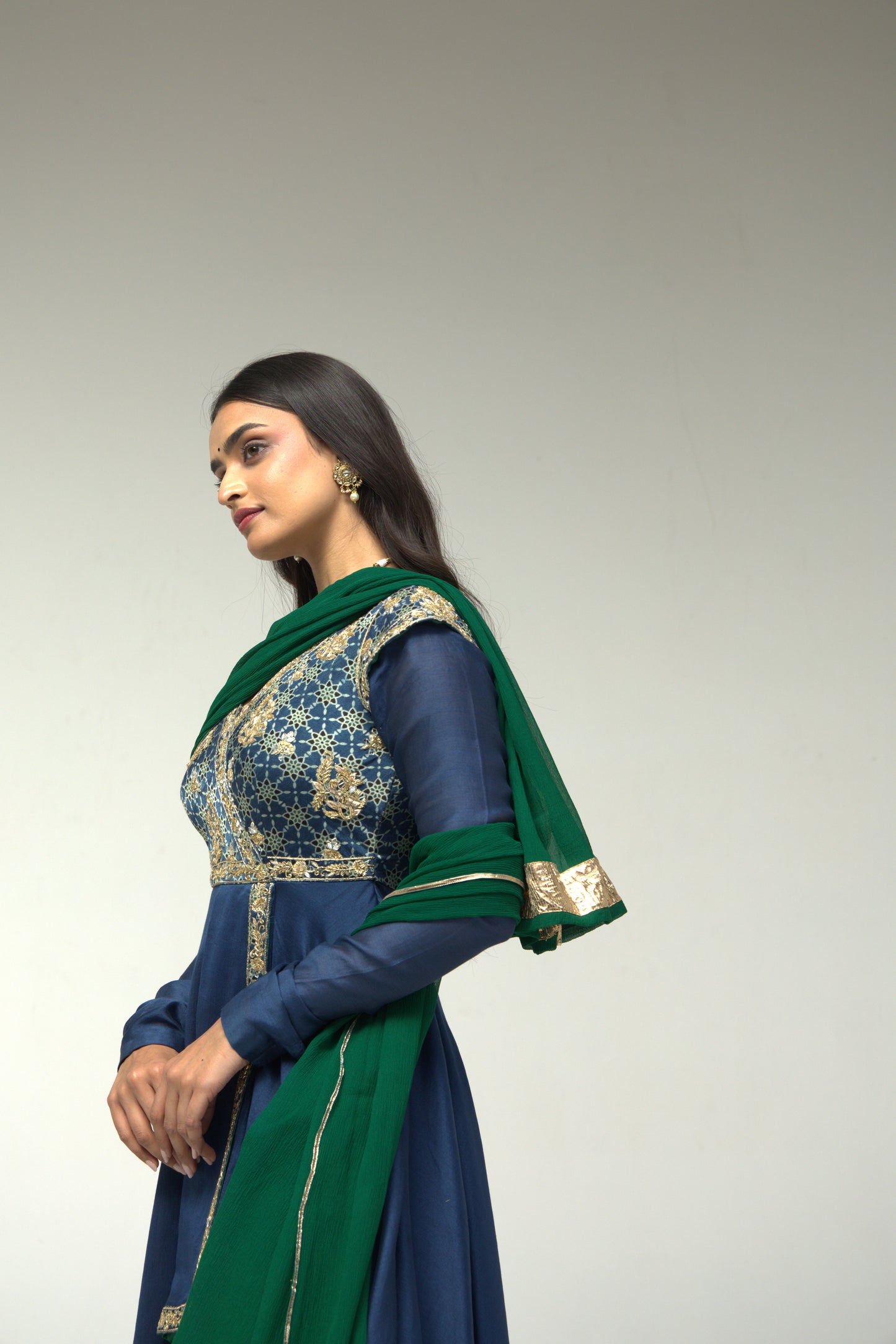 Roots Blue Patla Style Anarkali Set