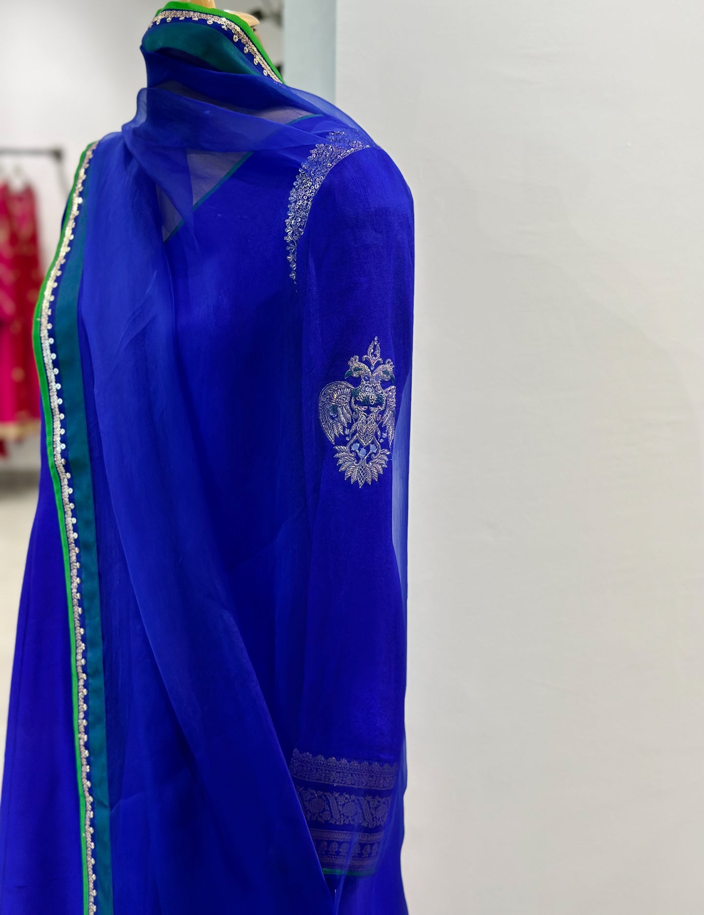 Electric Kanchi suit with Handwoven Brocade