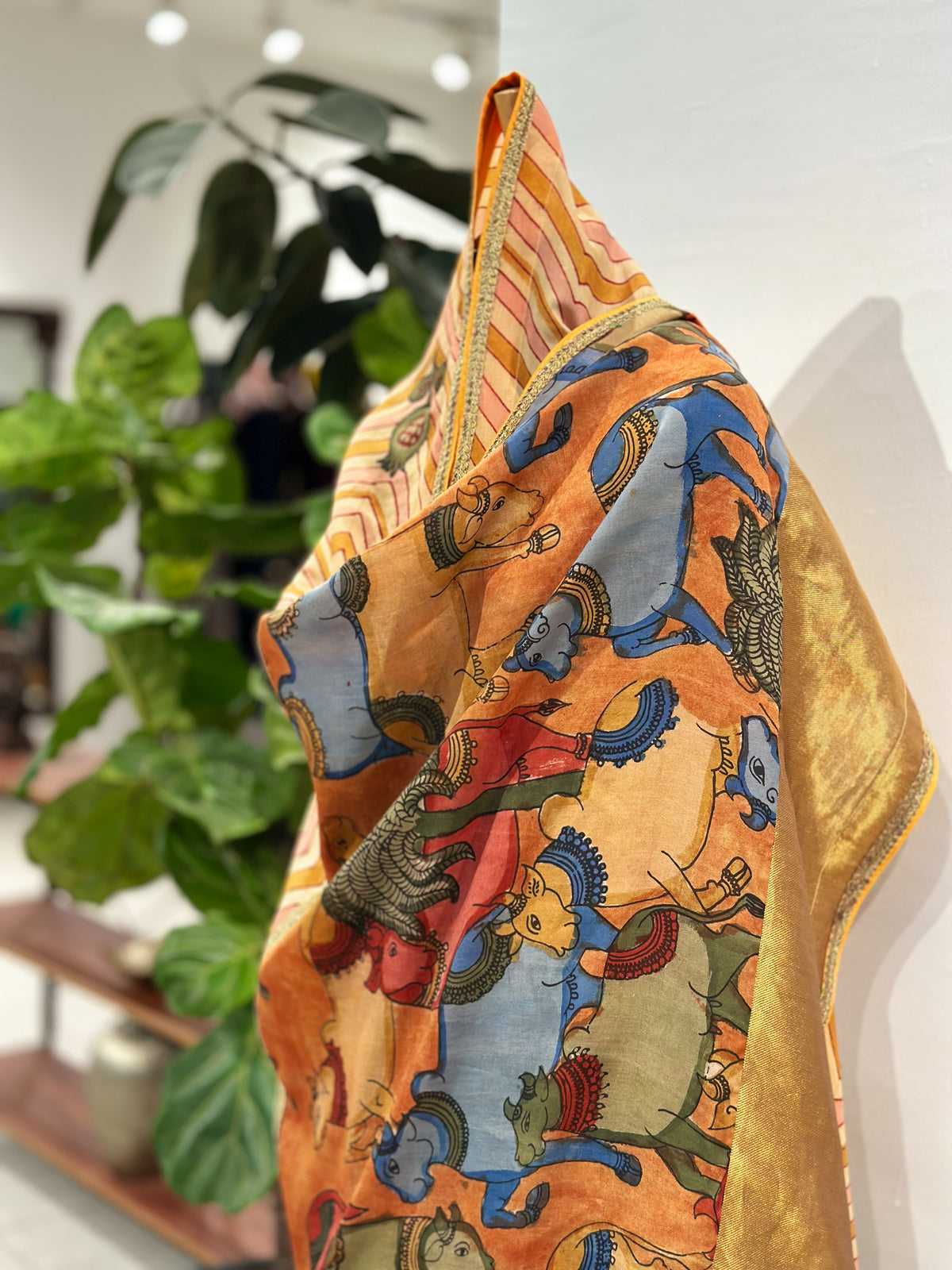 Kanchi Kurta with Nandideva Handpainted Kalamkari