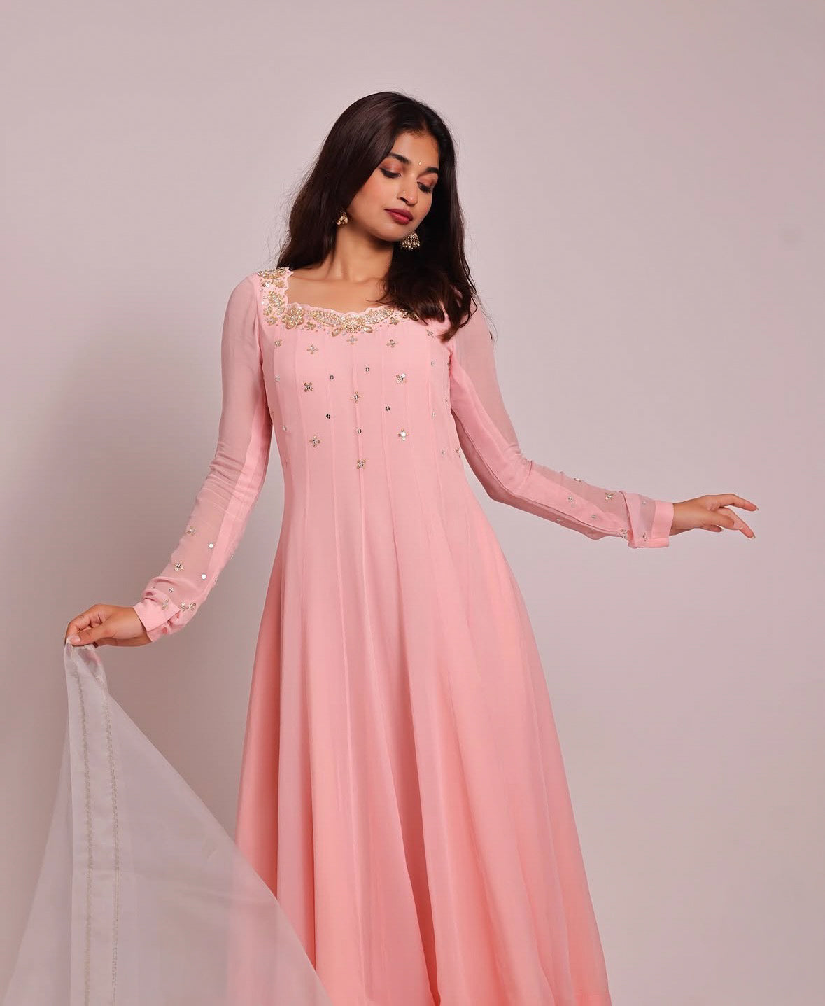 Nargis Pastel Pink Anarkali Set