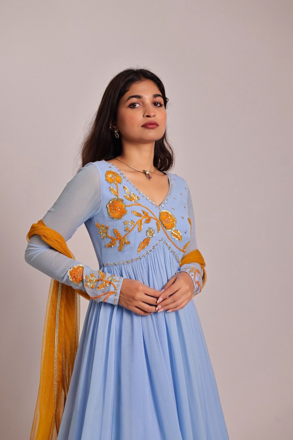 Nargis Blue Anarkali Set