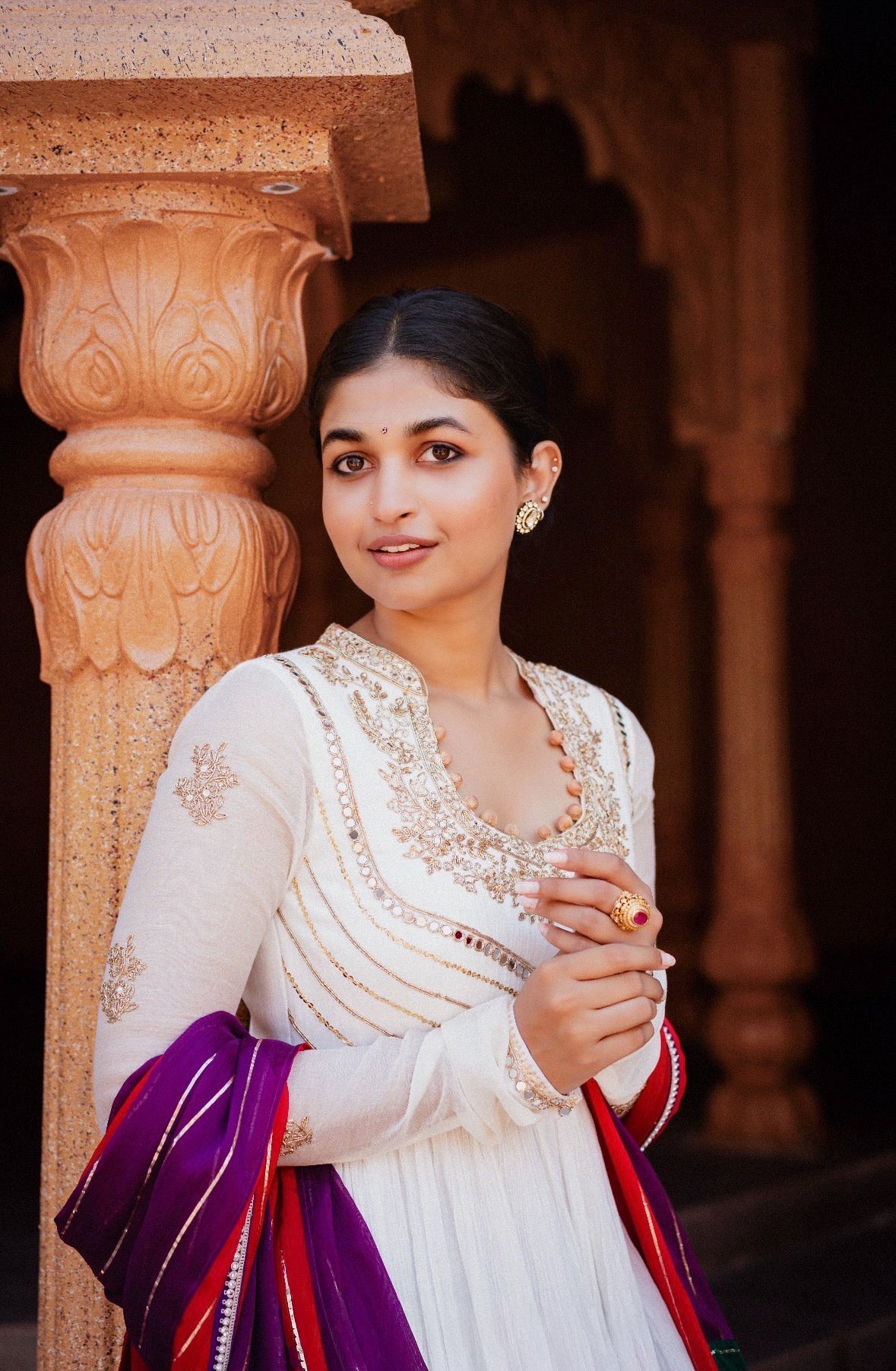 Chitrakatha White Anarkali Set