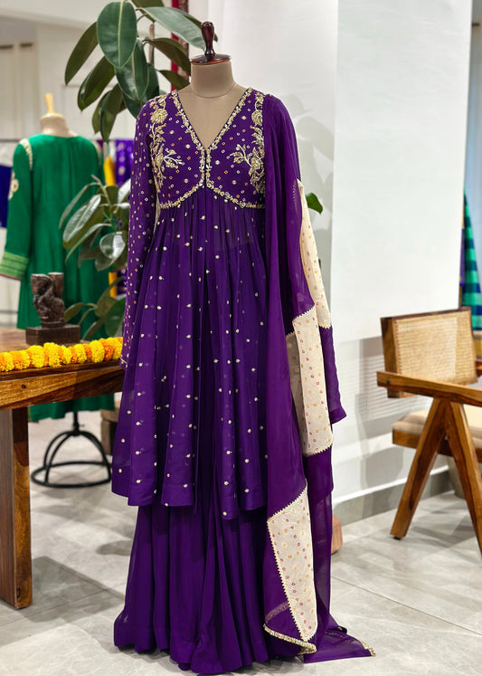 Bandhani set with Sharara