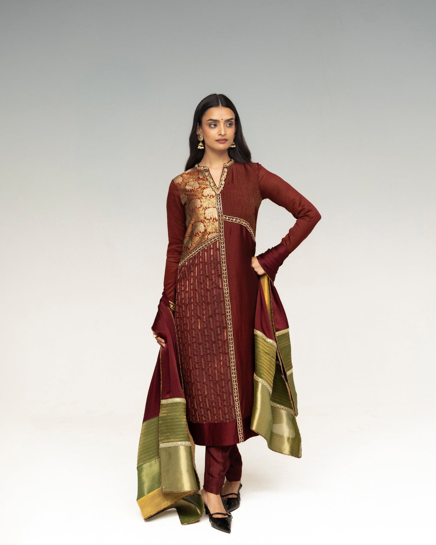 Silk Chanderi with brocade