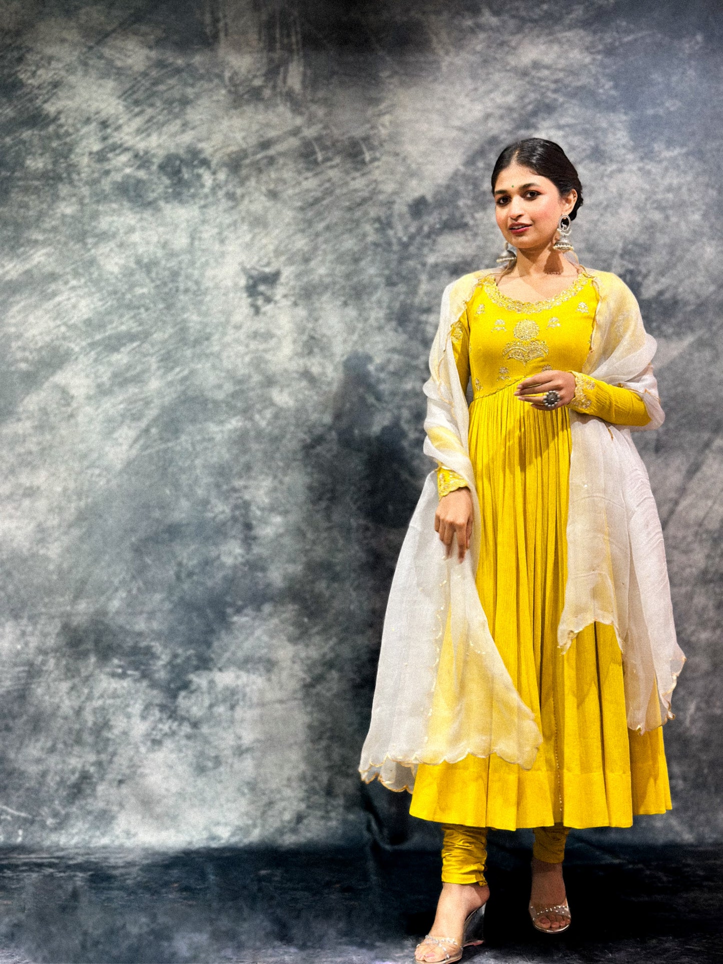 Yellow Moon Anarkali Set