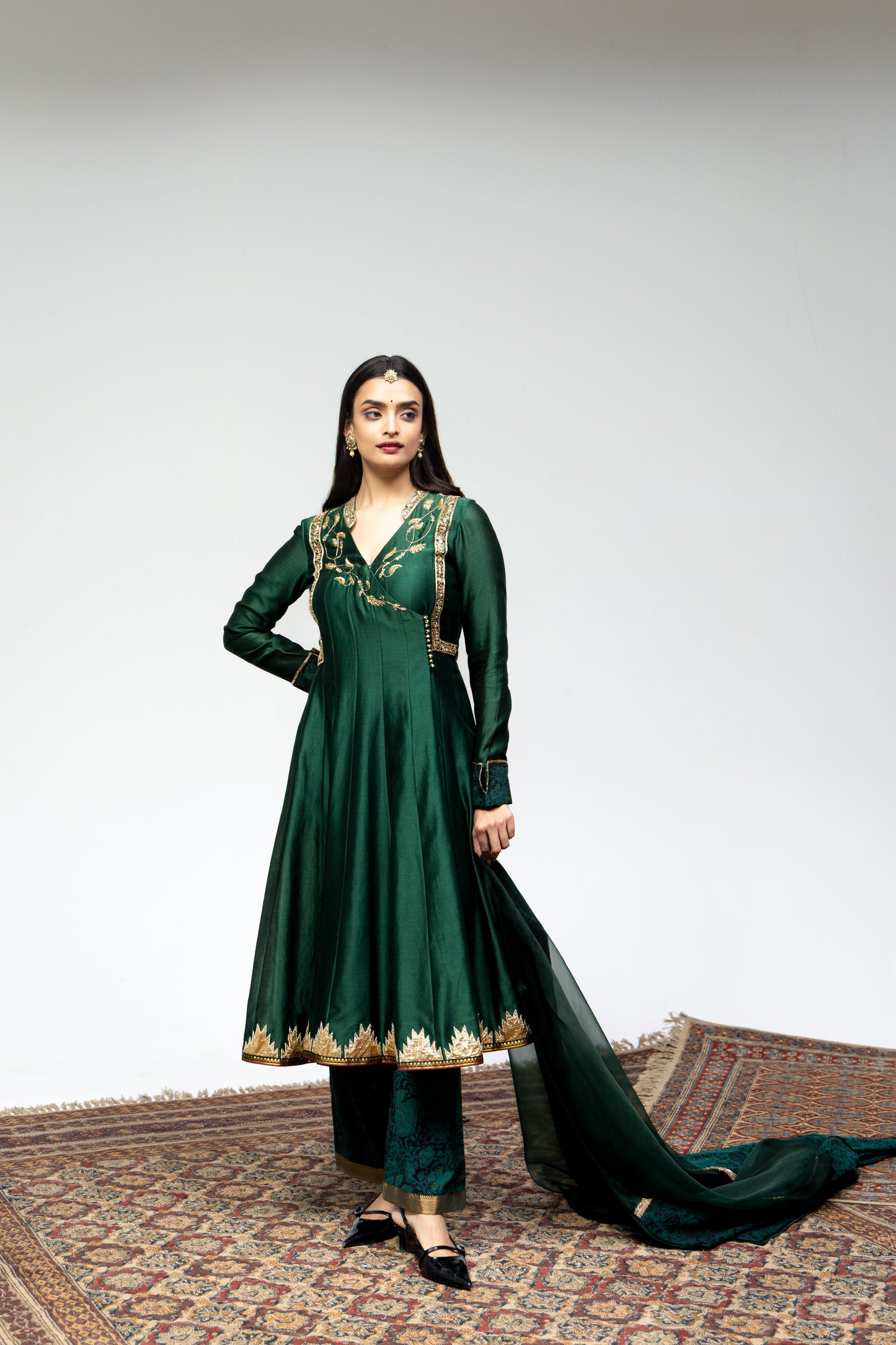 Roots Green Kalamkari pants set