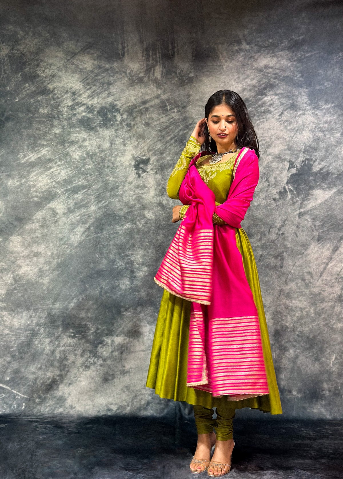 Mehendi Anarkali Set