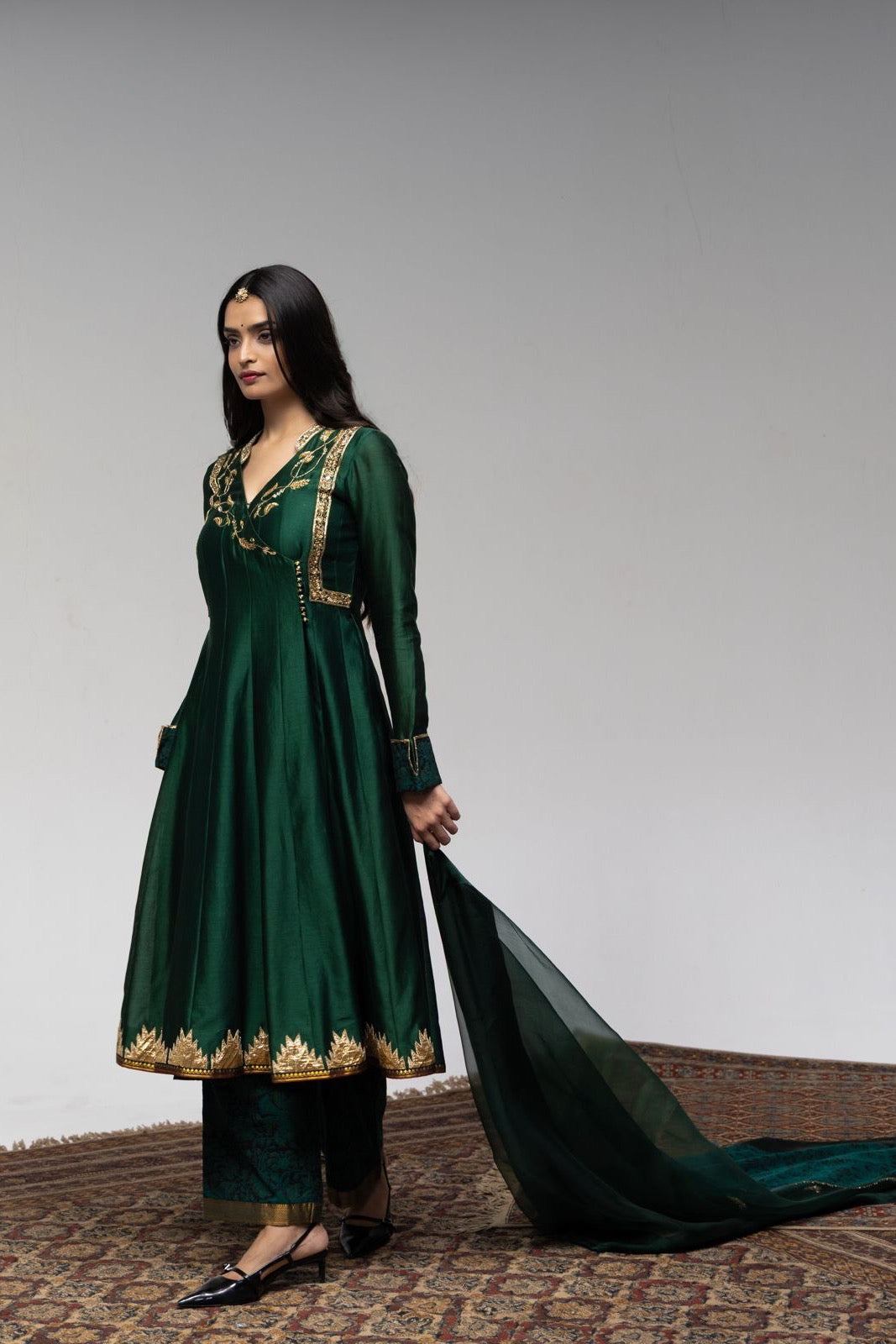 Roots Green Kalamkari pants set