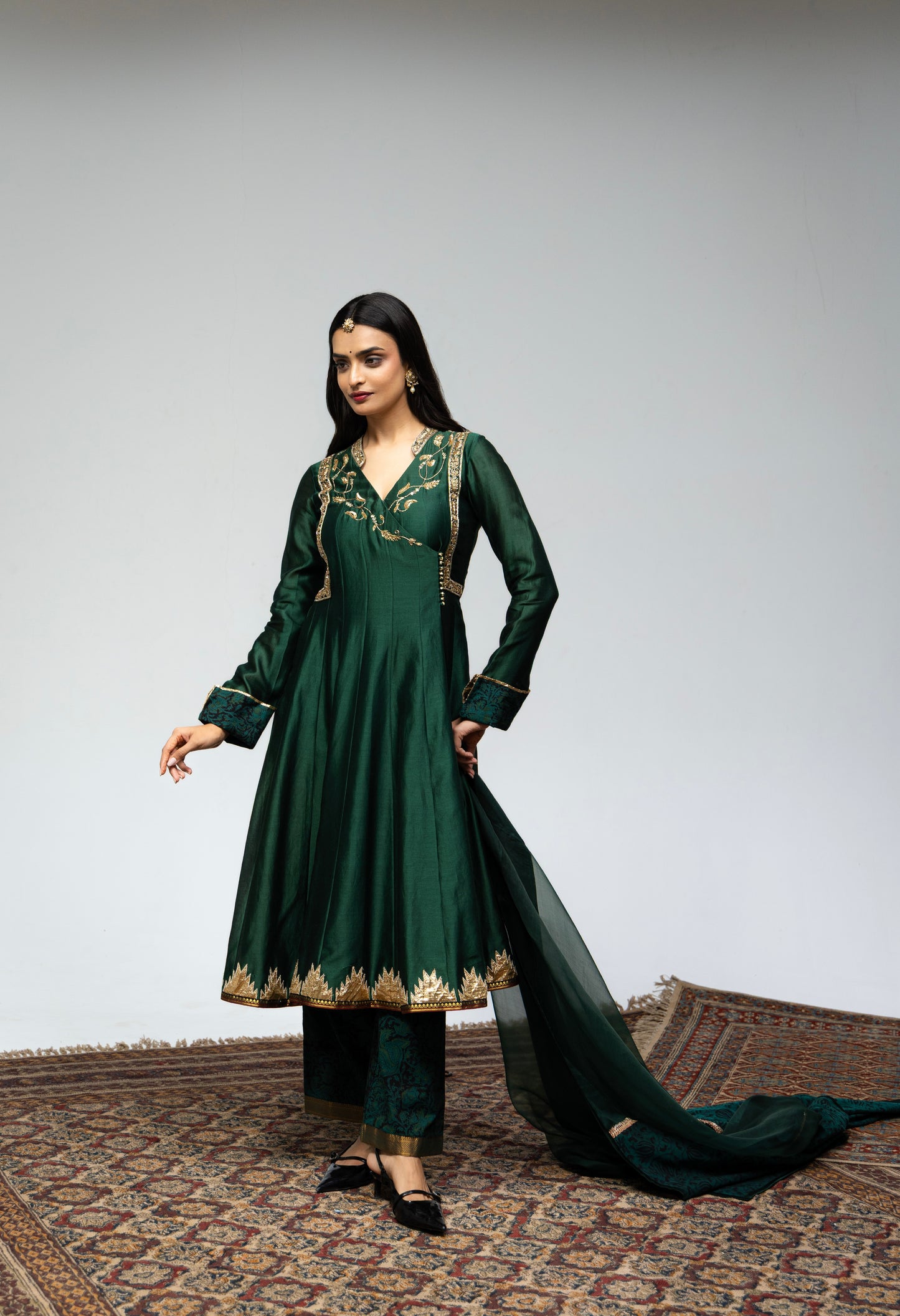 Roots Green Kalamkari pants set