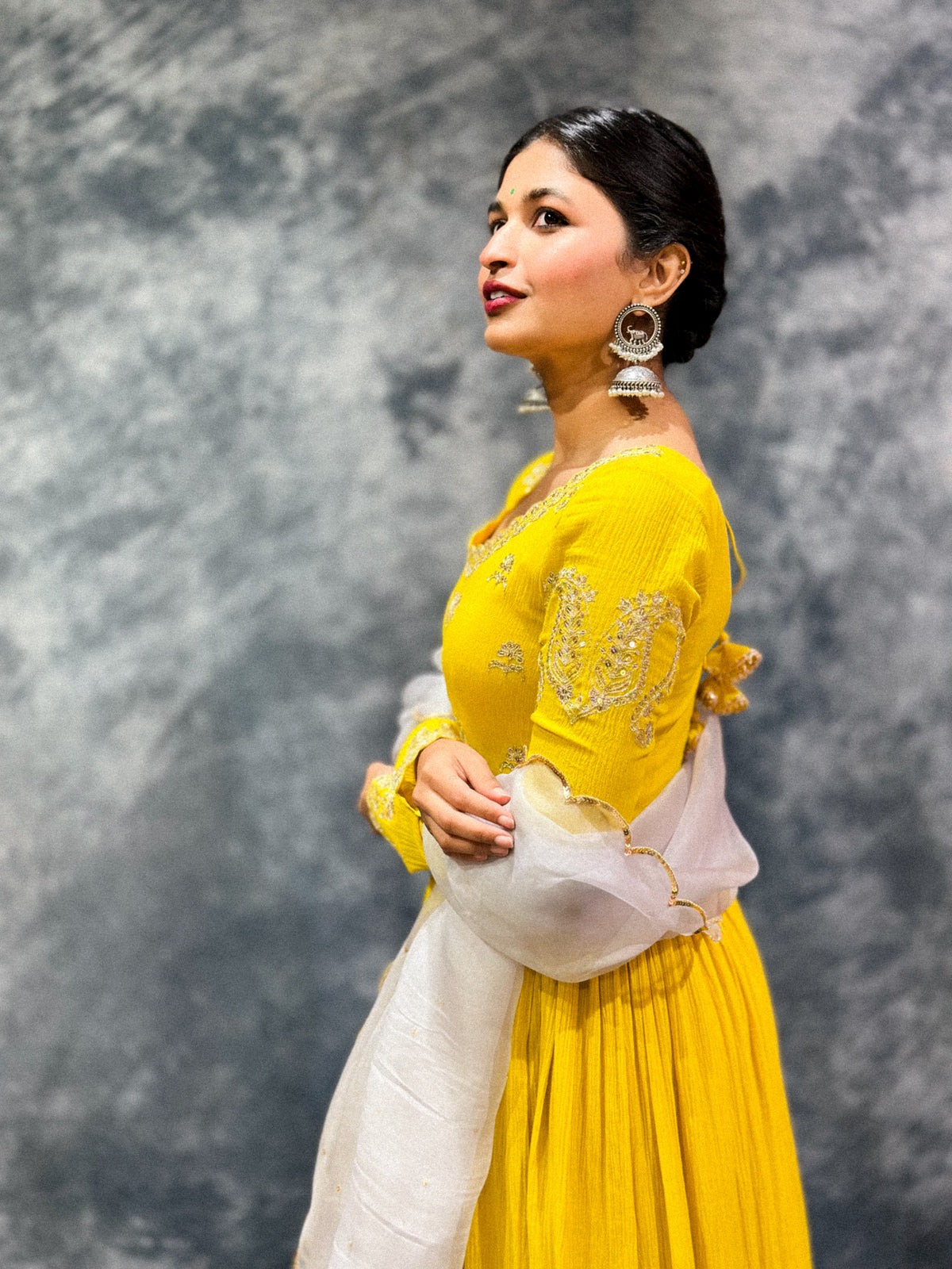 Yellow Moon Anarkali Set