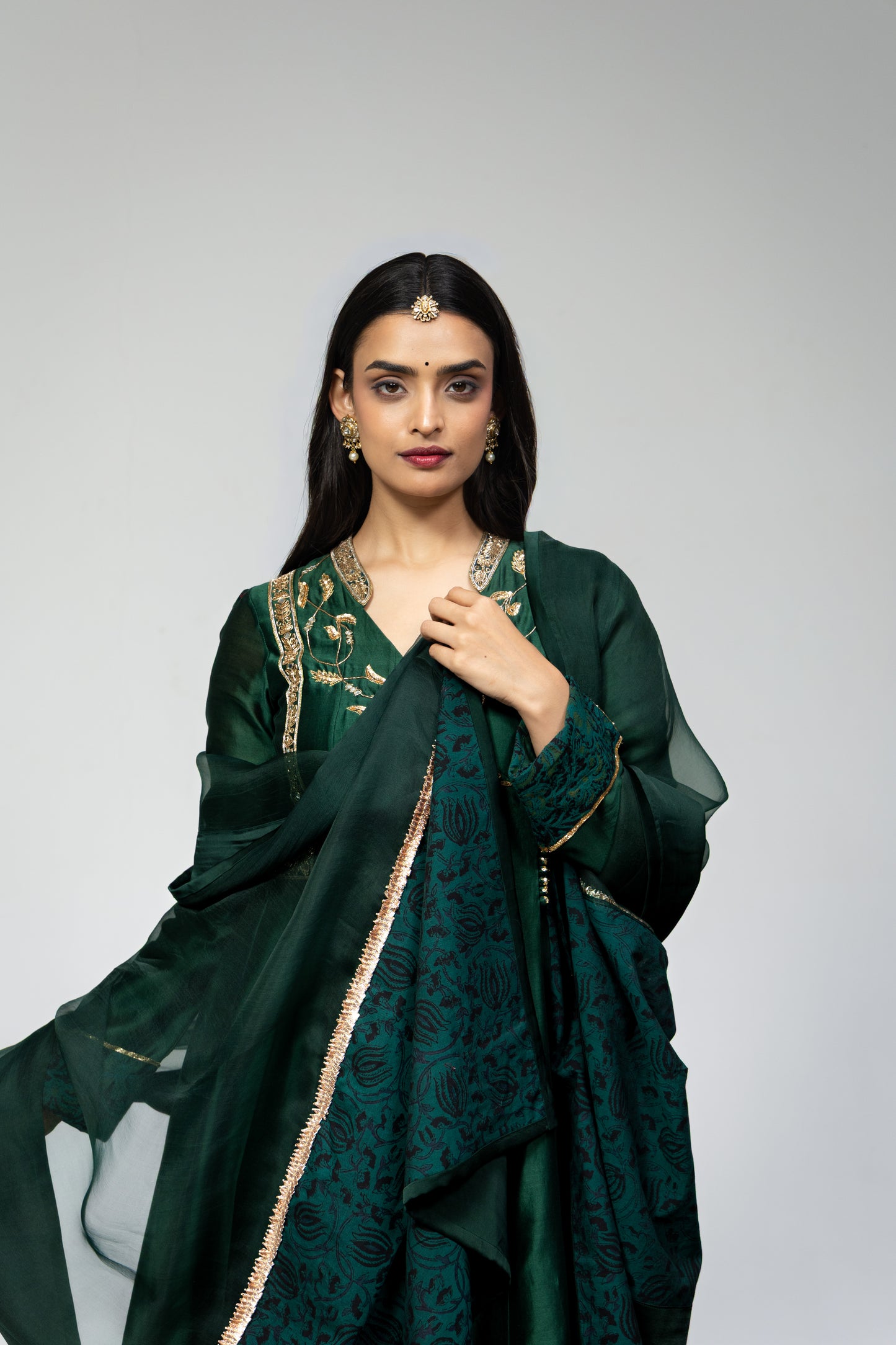 Roots Green Kalamkari pants set