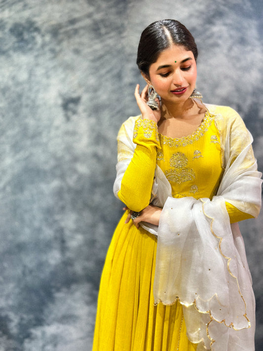 Yellow Moon Anarkali Set