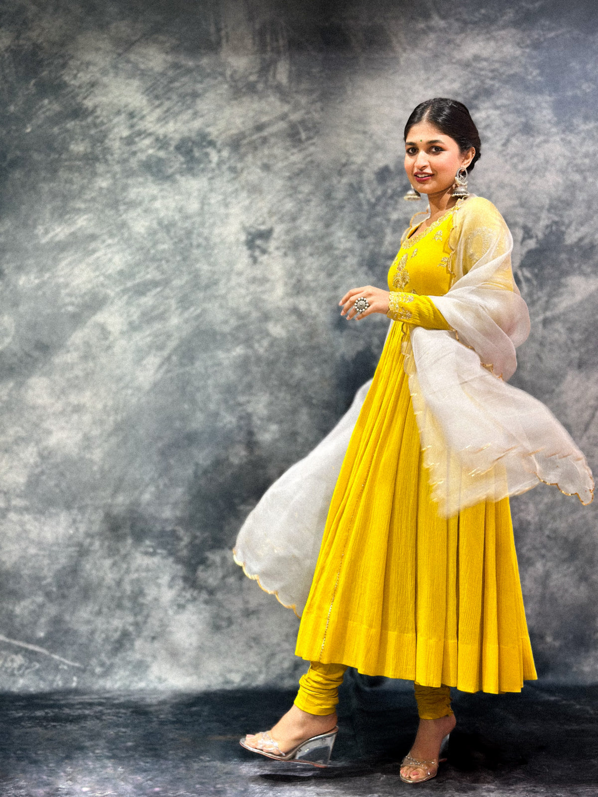 Yellow Moon Anarkali Set
