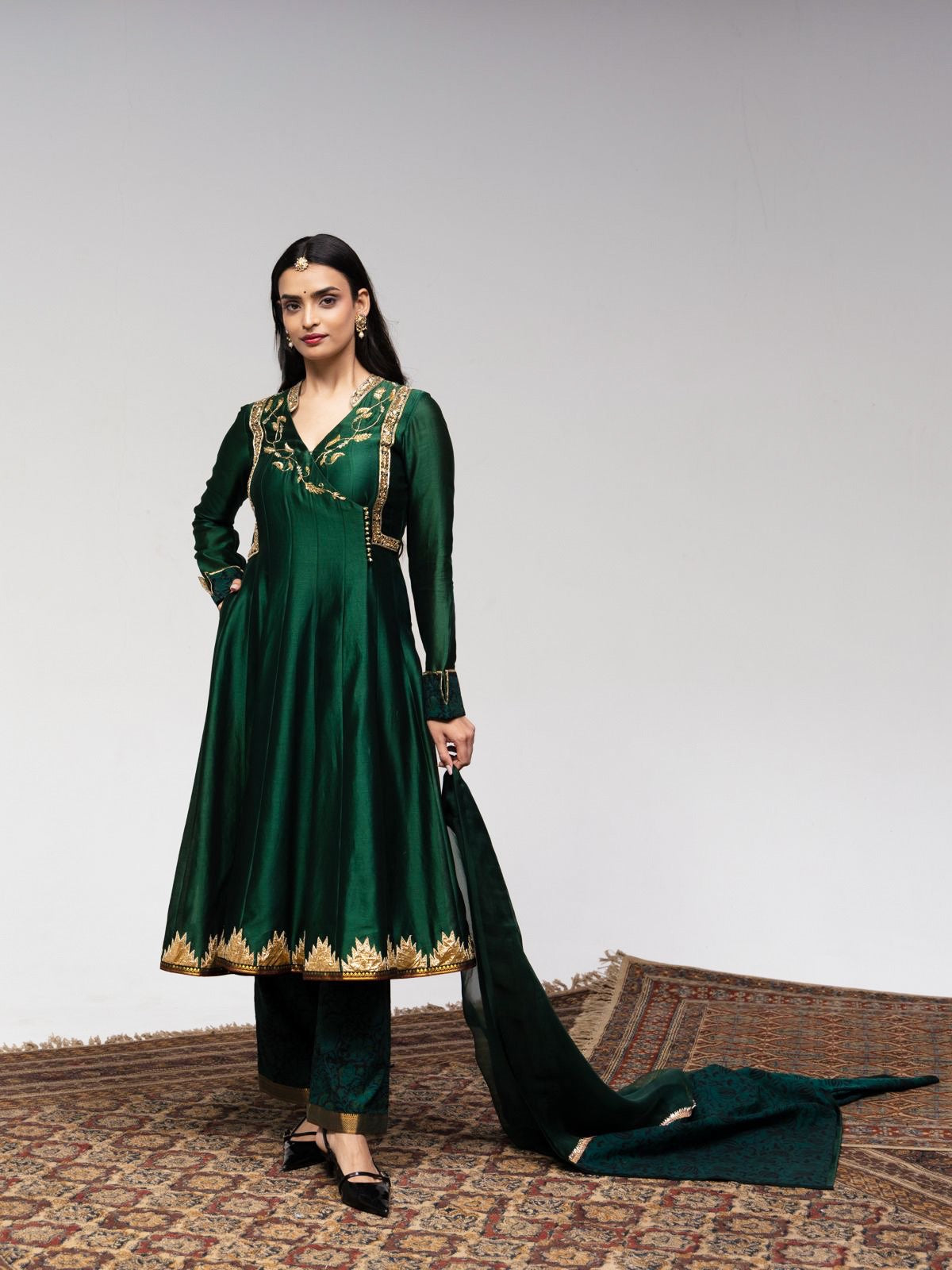 Roots Green Kalamkari pants set