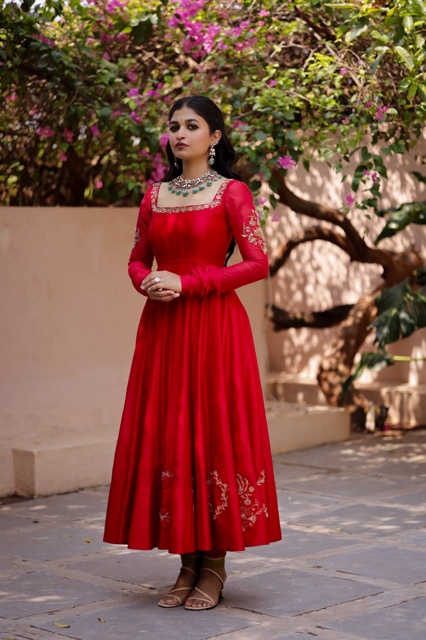 Morni Gherdar Motif Border Anarkali Set