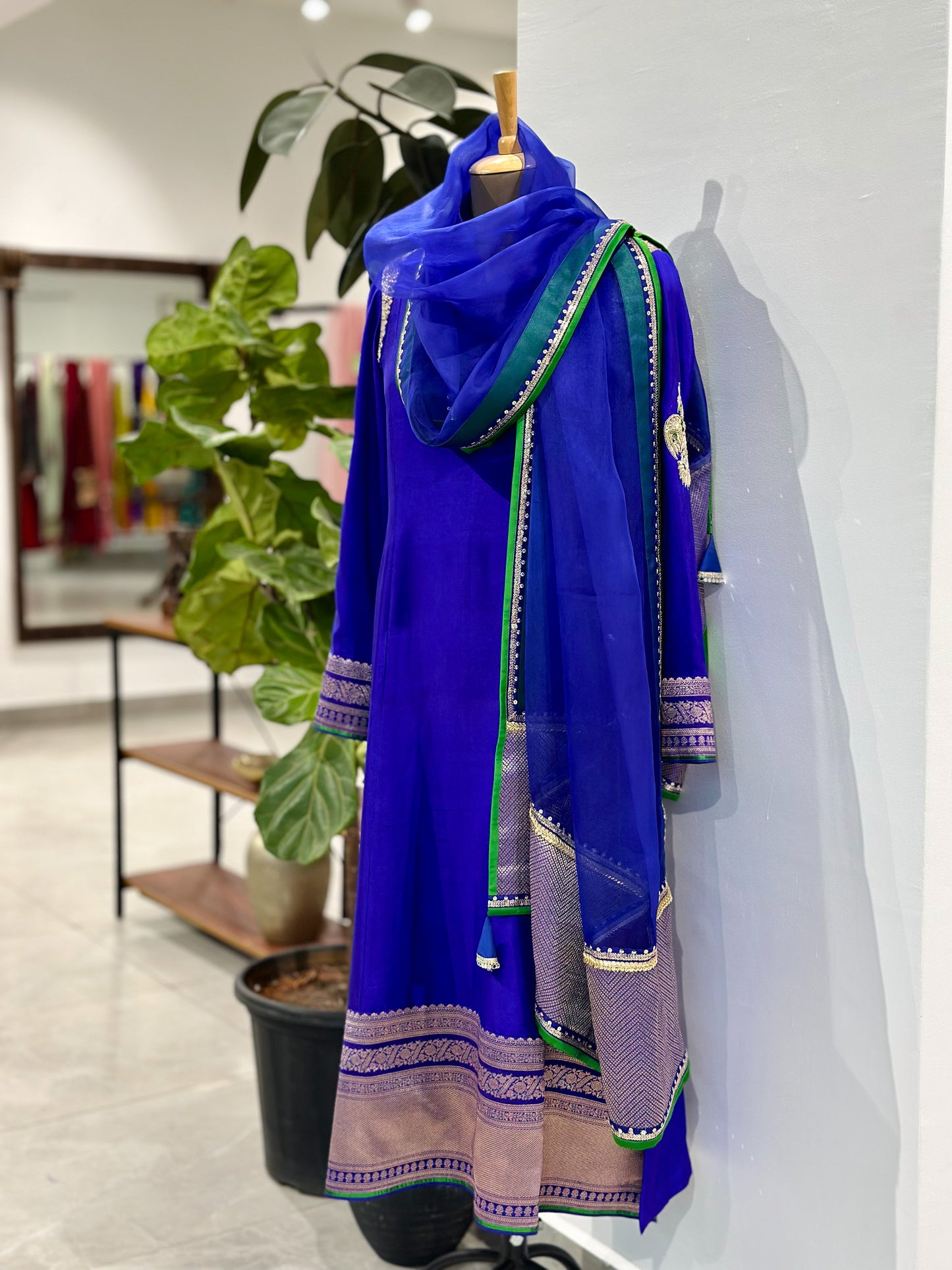 Electric Kanchi suit with Handwoven Brocade
