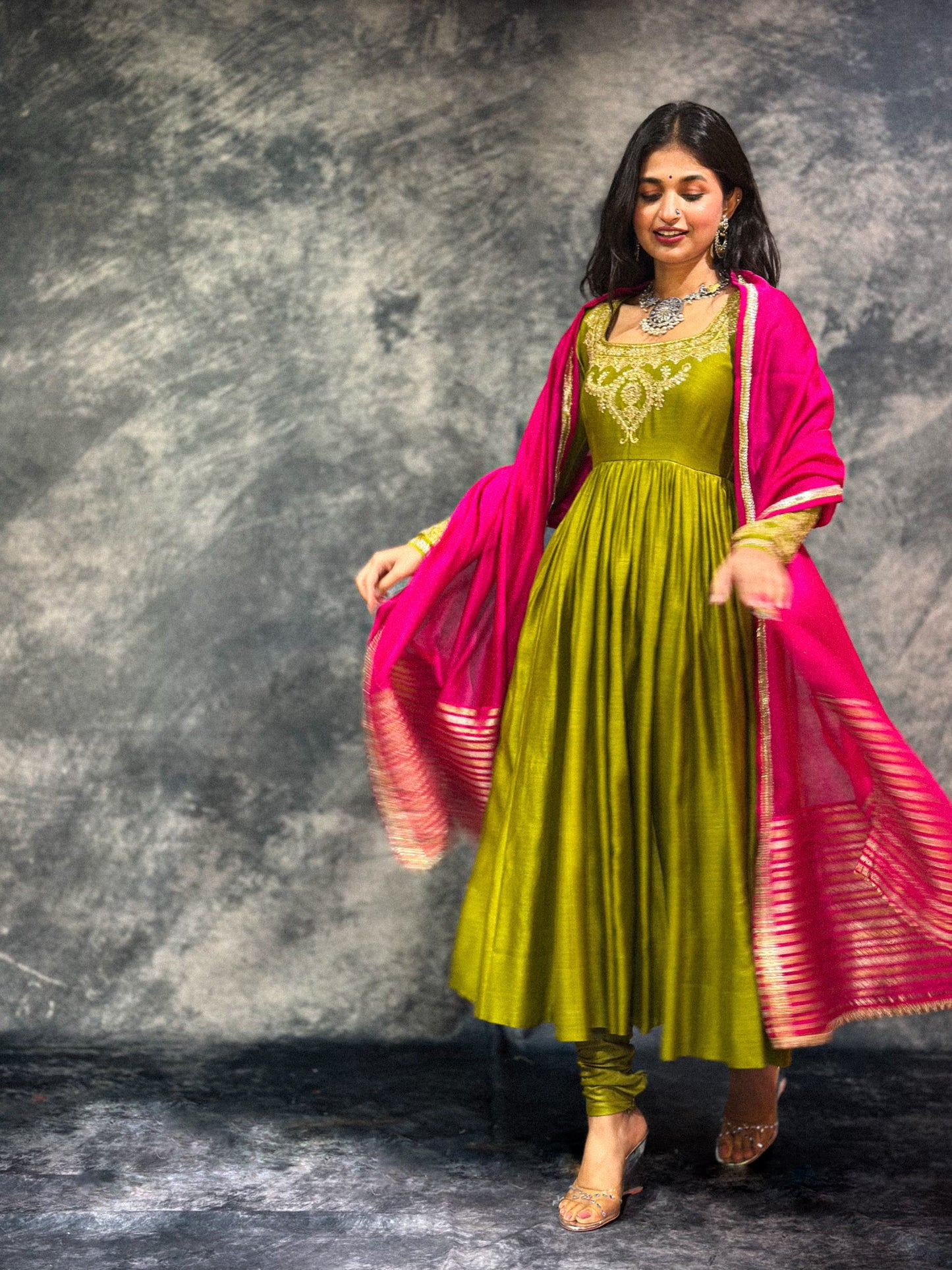Mehendi Anarkali Set