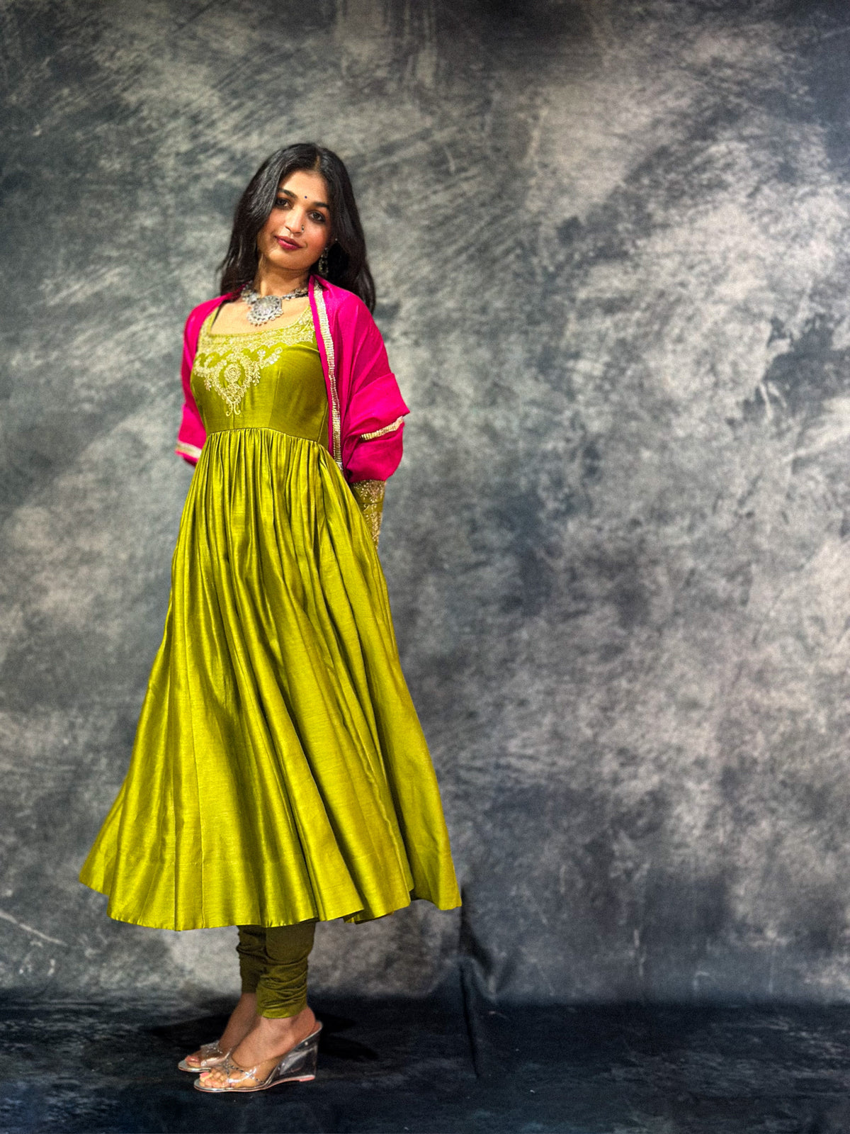 Mehendi Anarkali Set