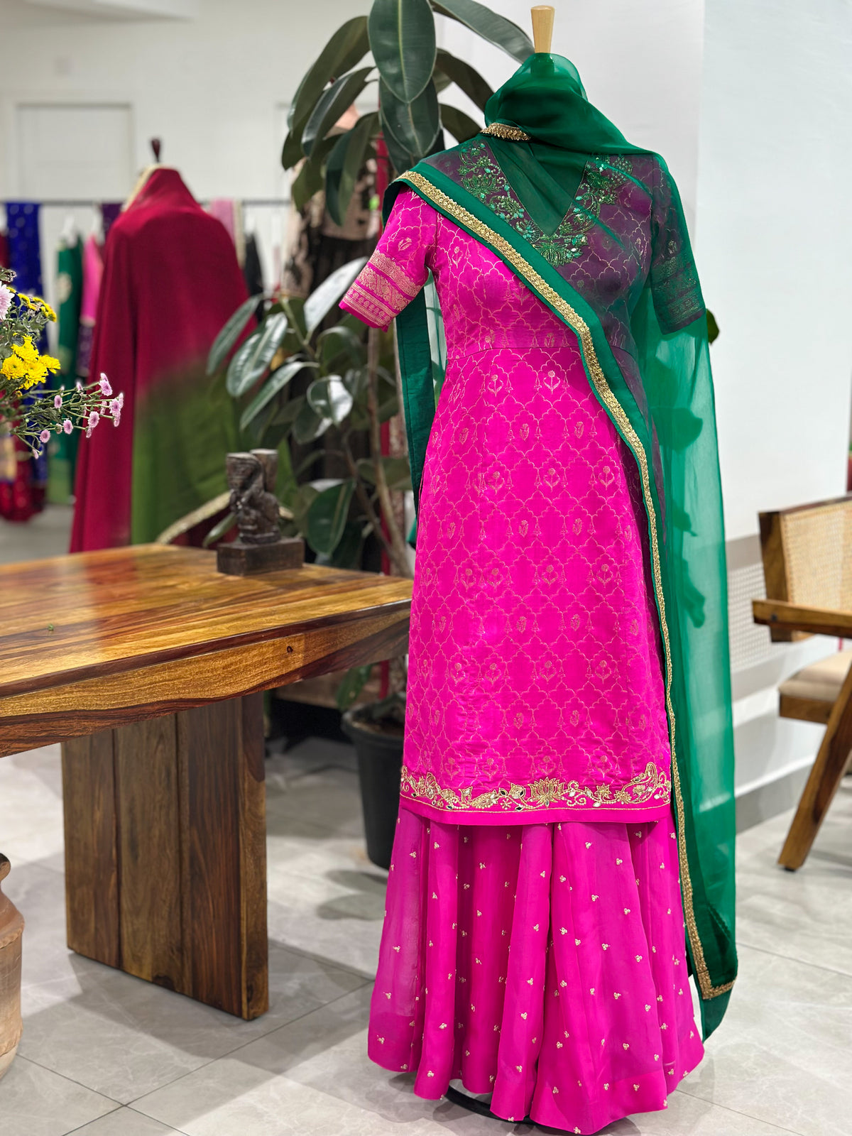 Handwoven Silk Brocade Sharara Set
