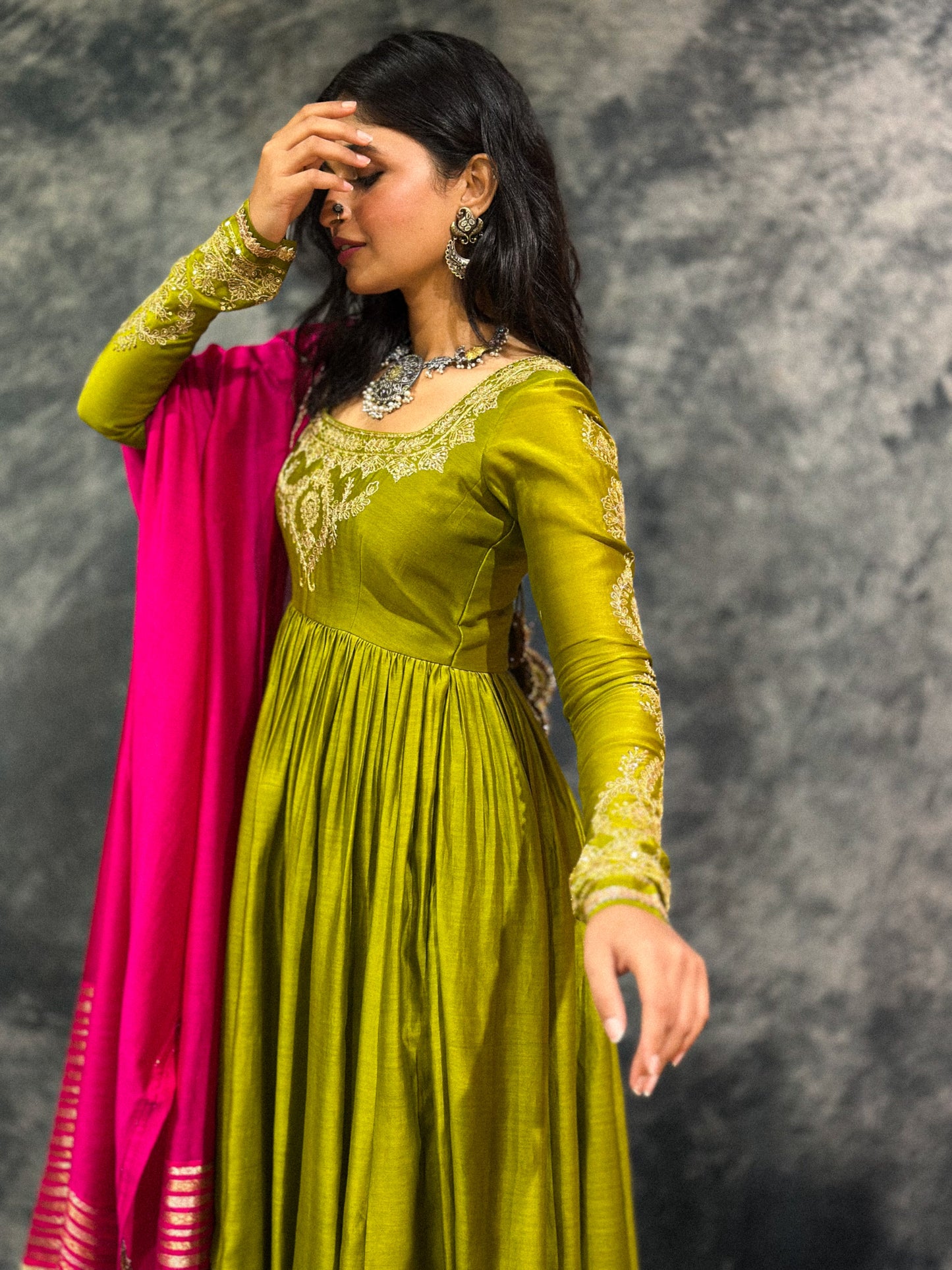 Mehendi Anarkali Set