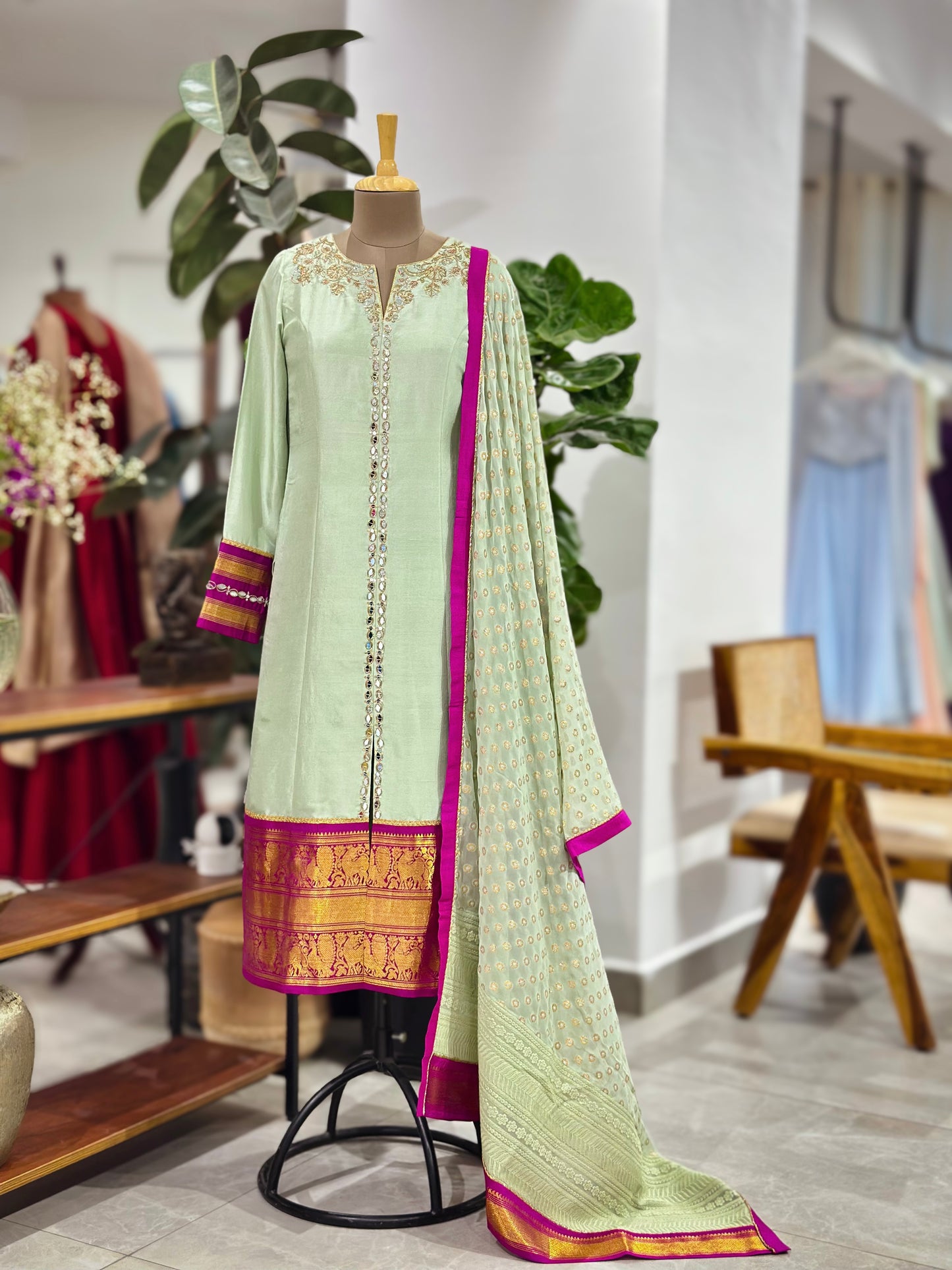 Pastel Kanchi Suit with Butta Dupatta