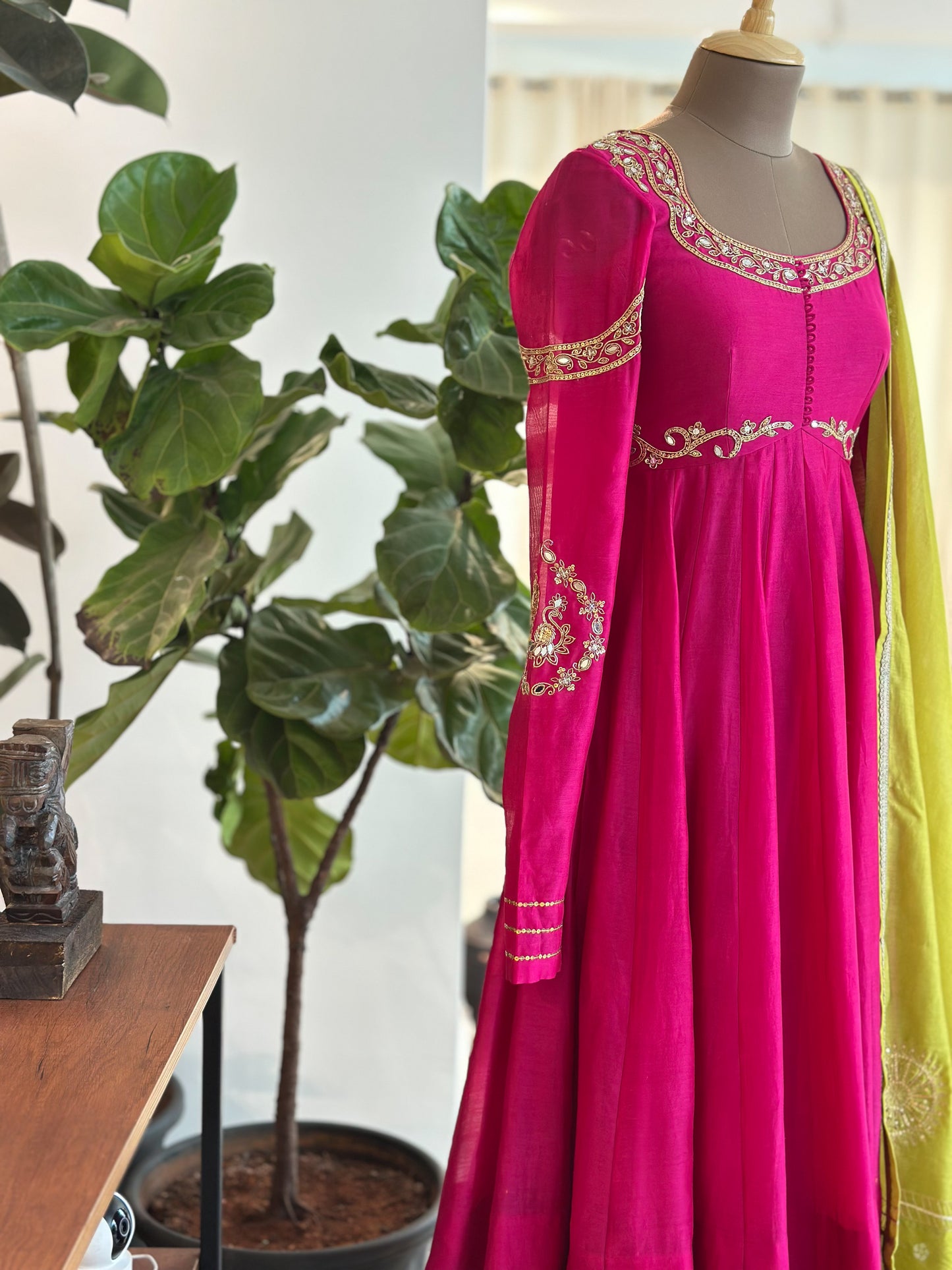 Pink Bajubandh Anarkali