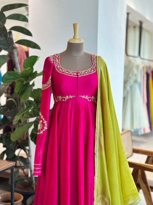 Pink Bajubandh Anarkali