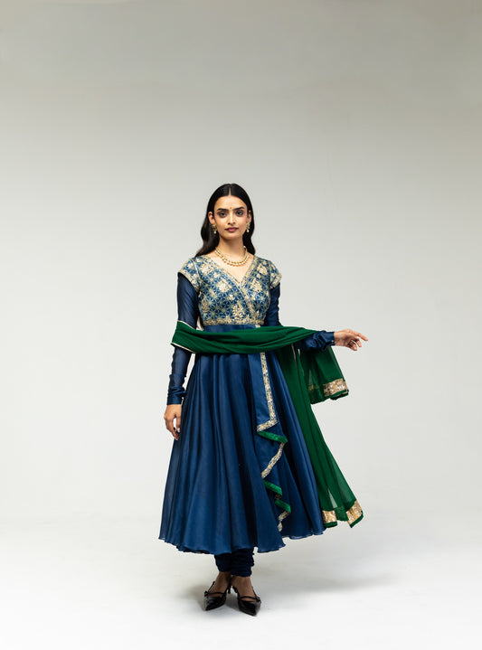 Roots Blue Patla Style Anarkali Set