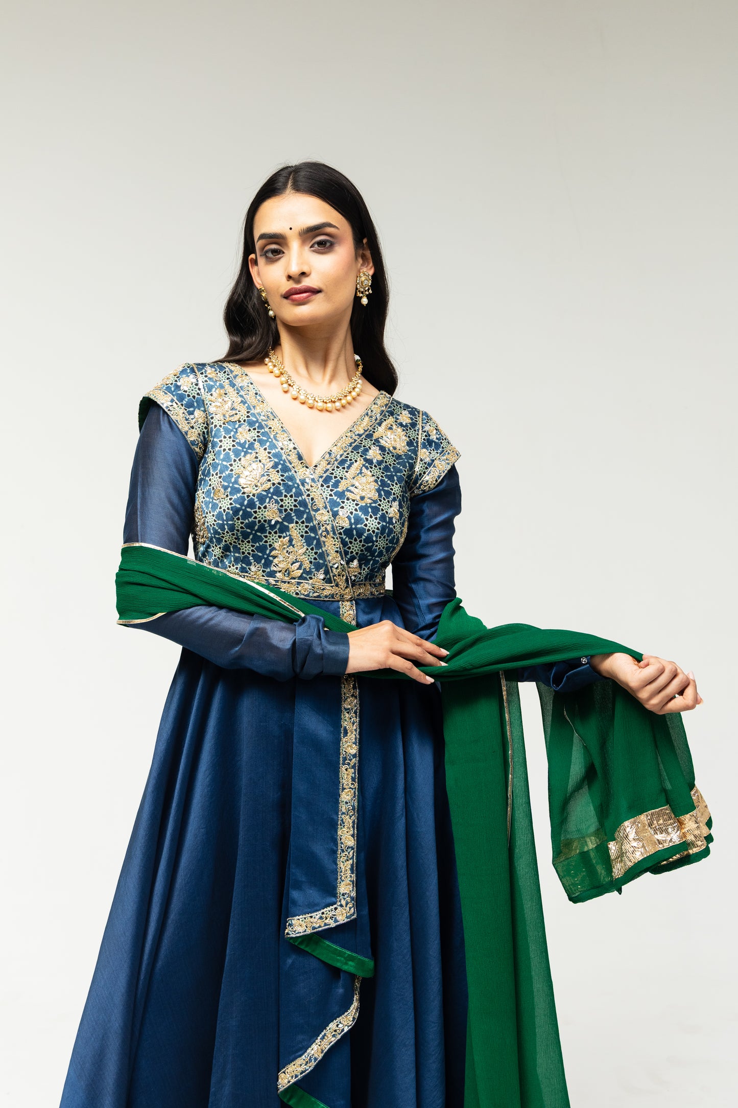 Roots Blue Patla Style Anarkali Set
