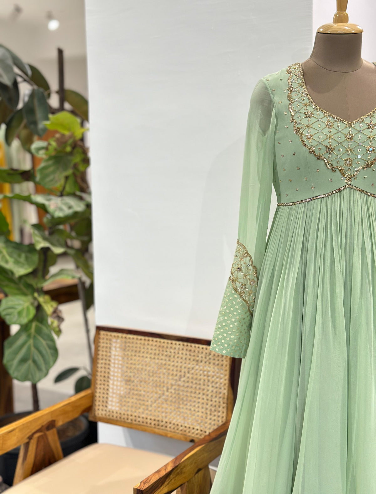 Pastel Anarkali detailed with Handloom Chanderi