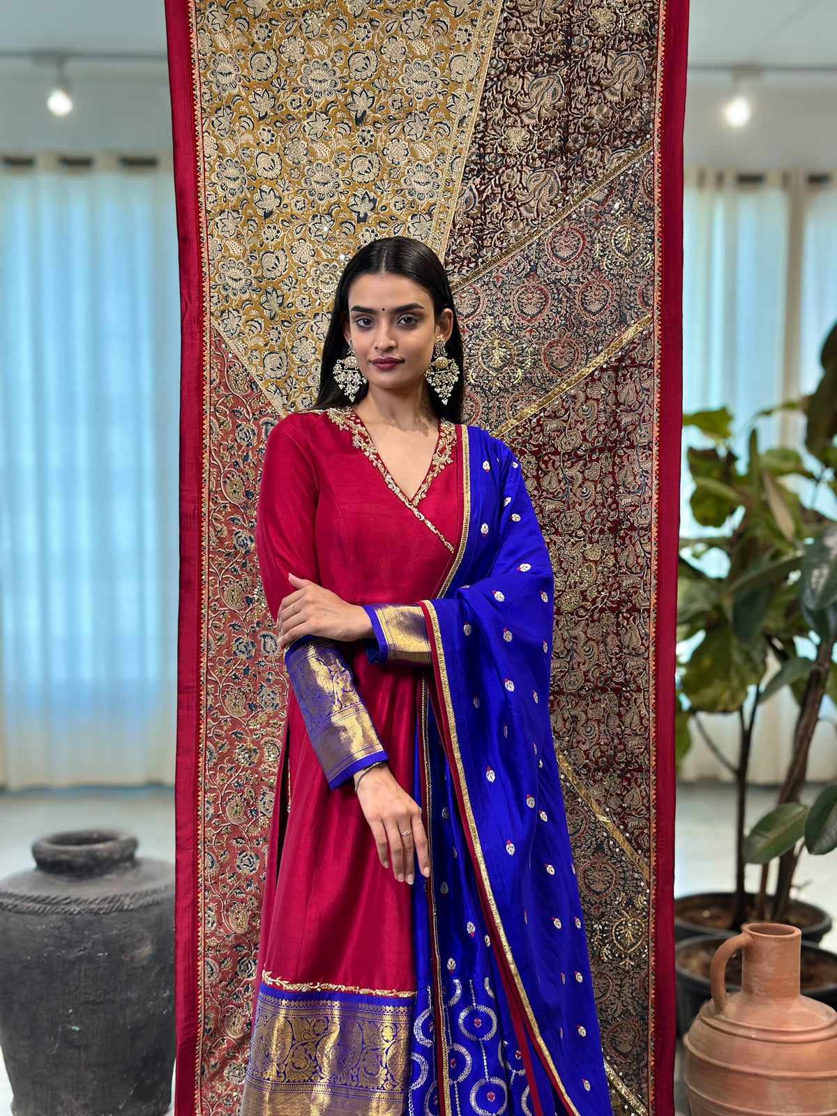 Red Kanchi Set with Sharara