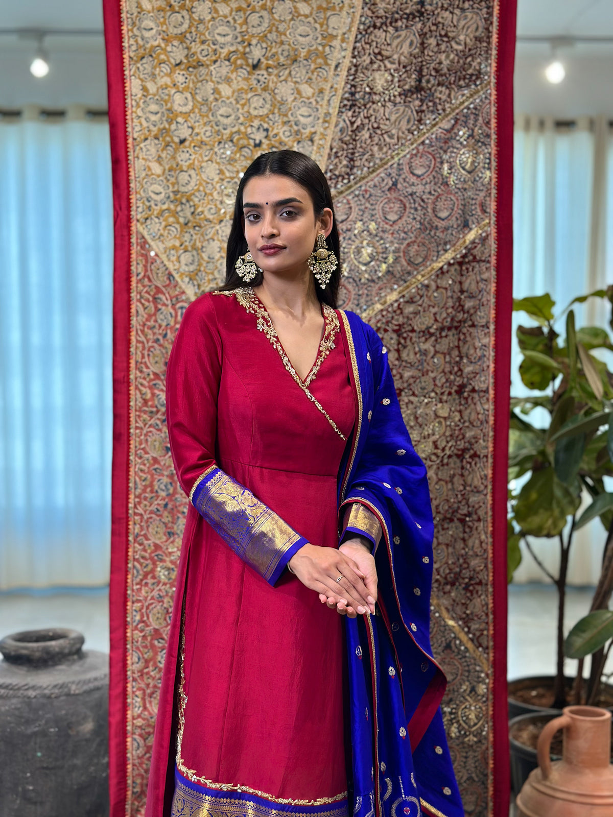 Red Kanchi Set with Sharara