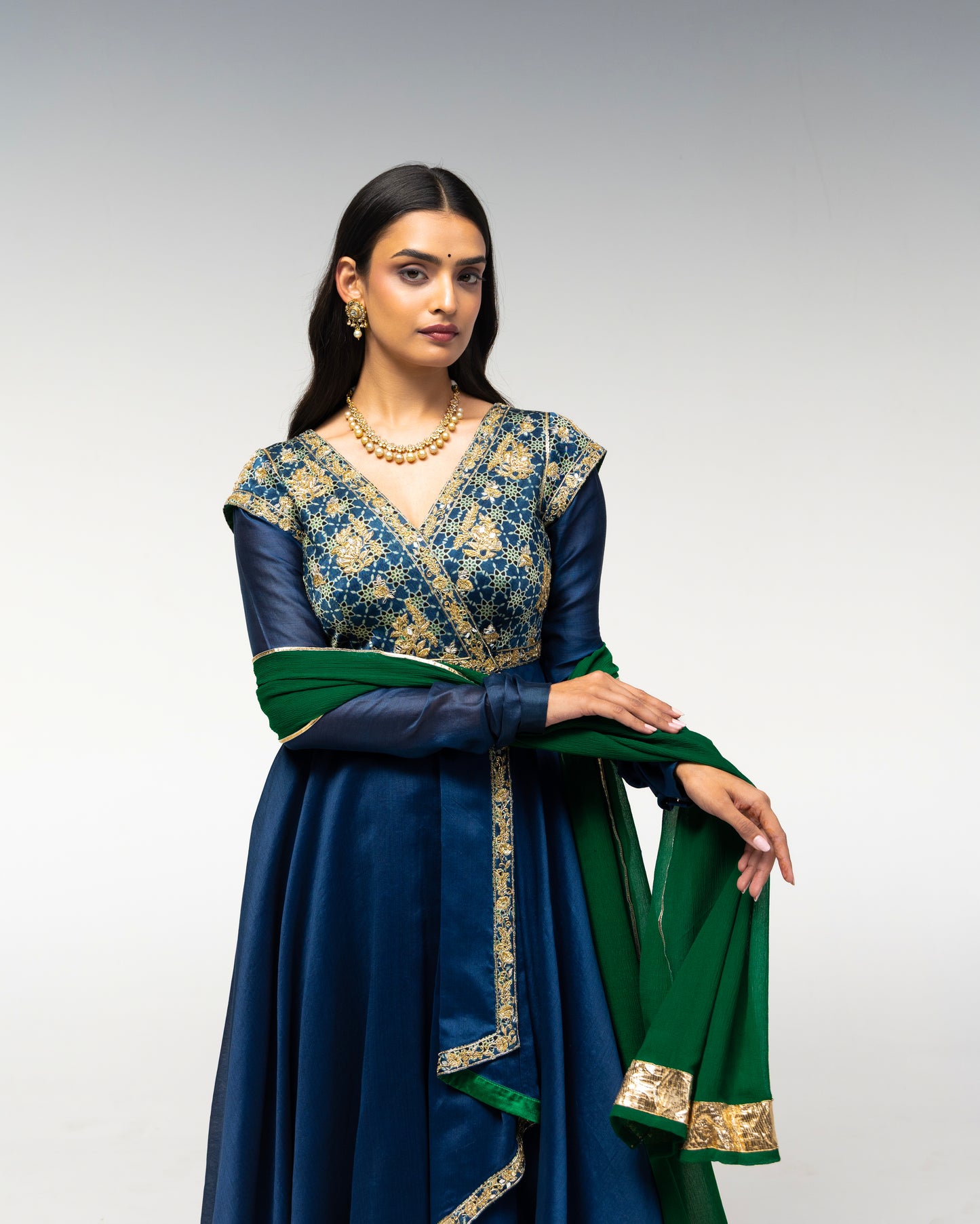 Roots Blue Patla Style Anarkali Set