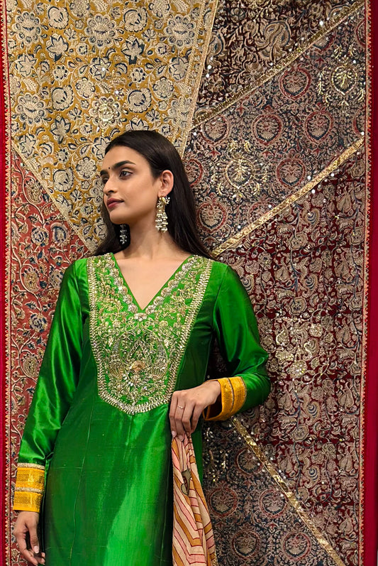Kanchi Kurta with Nandideva Handpainted Kalamkari