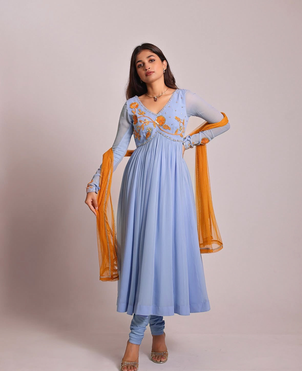 Nargis Blue Anarkali Set