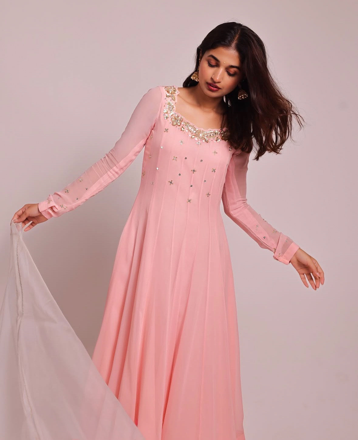 Nargis Pastel Pink Anarkali Set