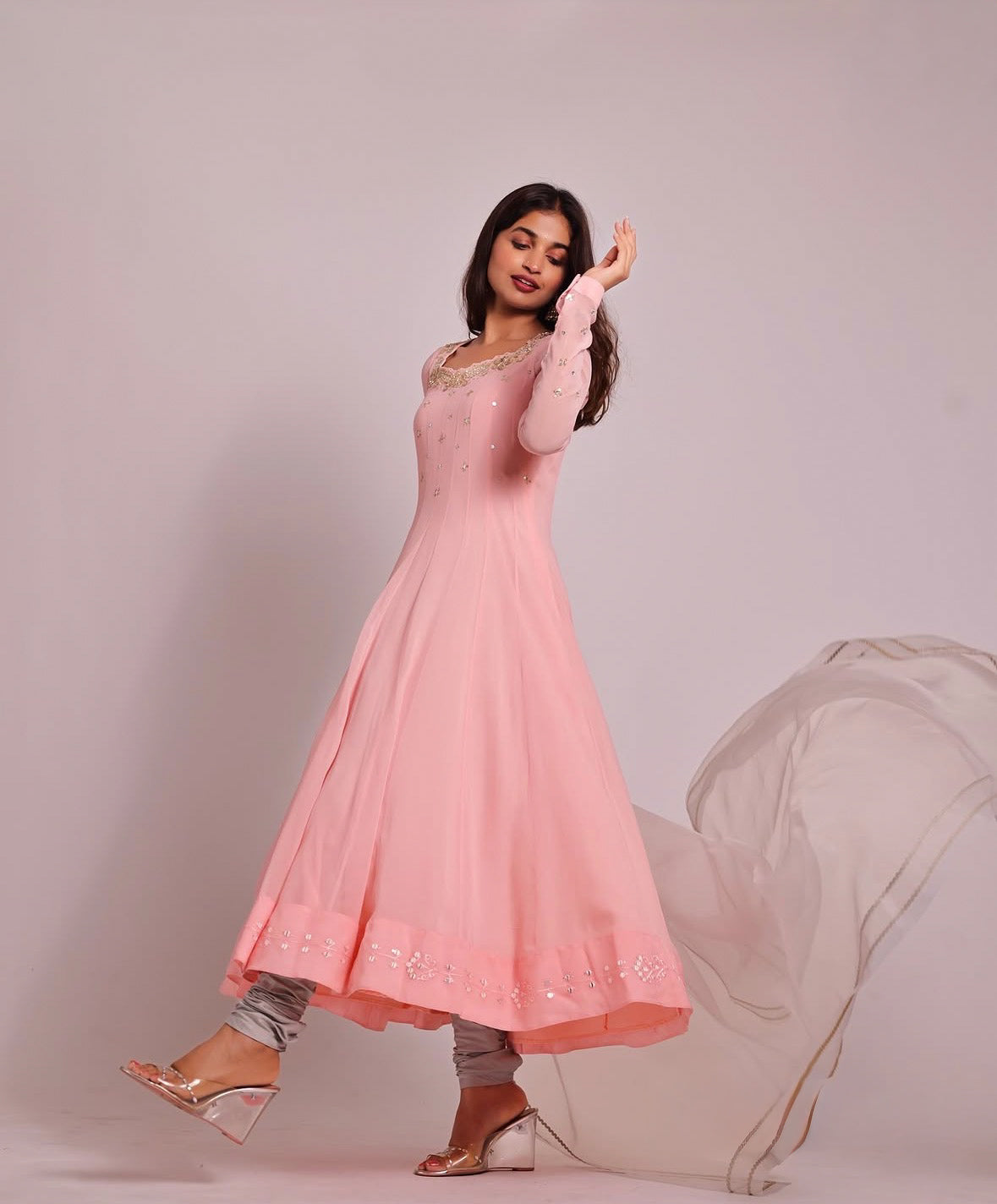 Nargis Pastel Pink Anarkali Set