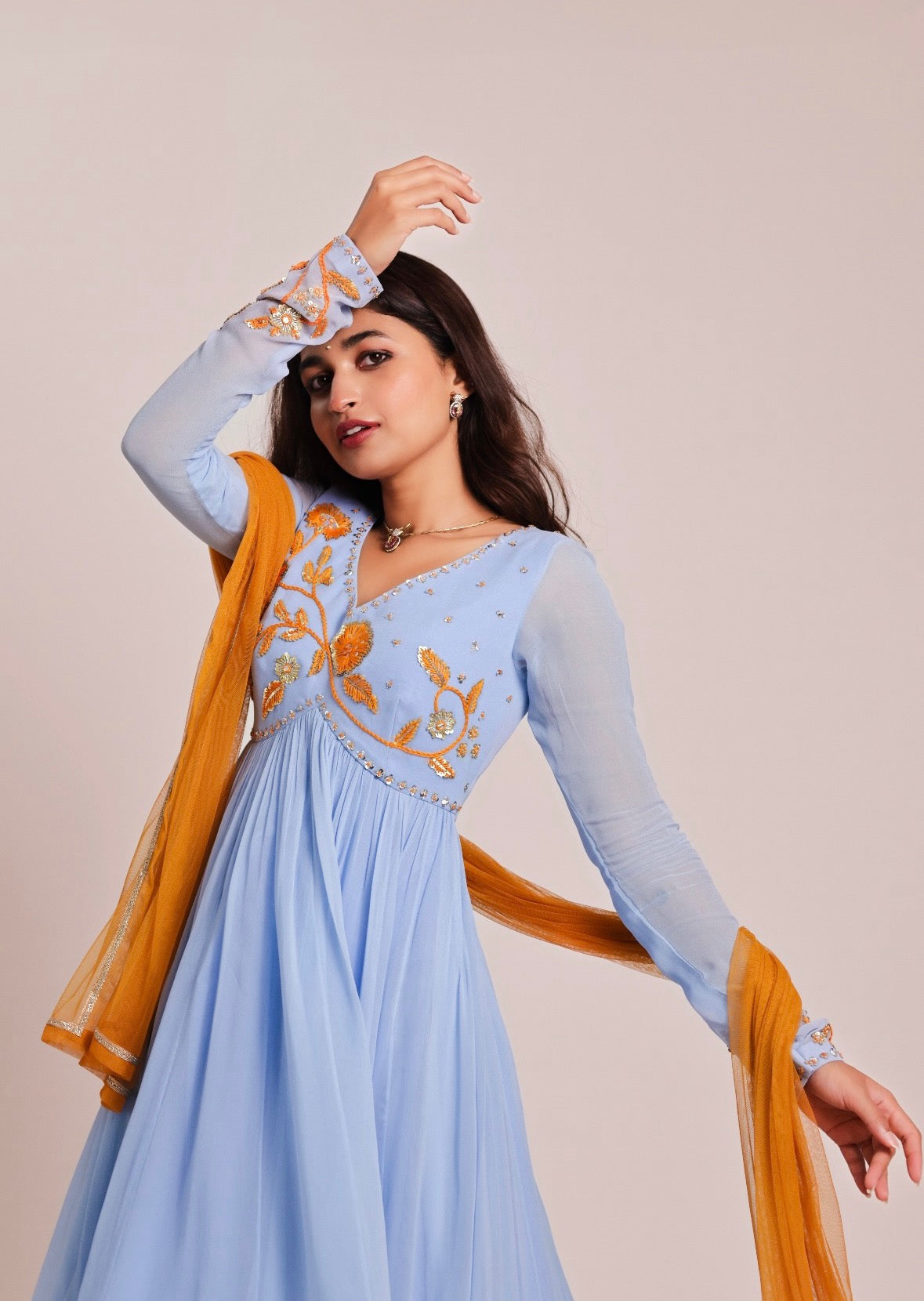 Nargis Blue Anarkali Set