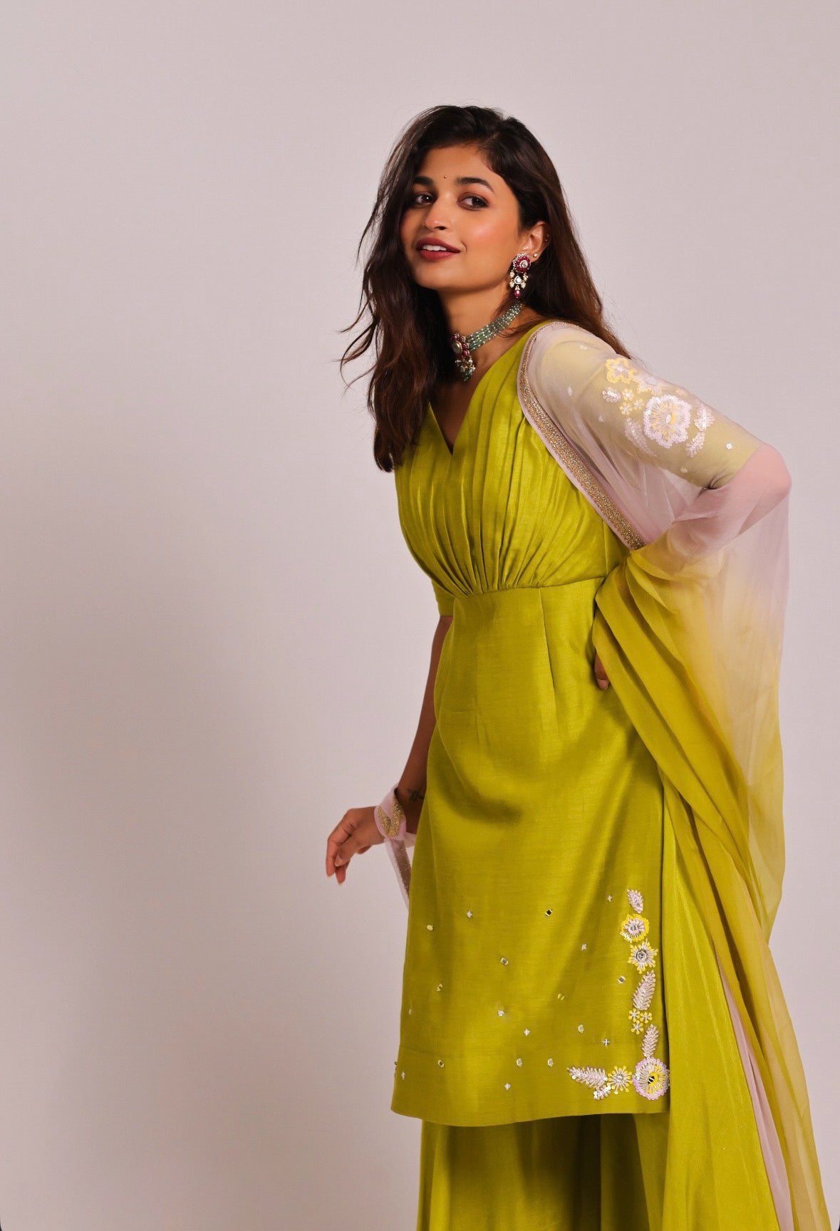 Nargis Green Sharara Set