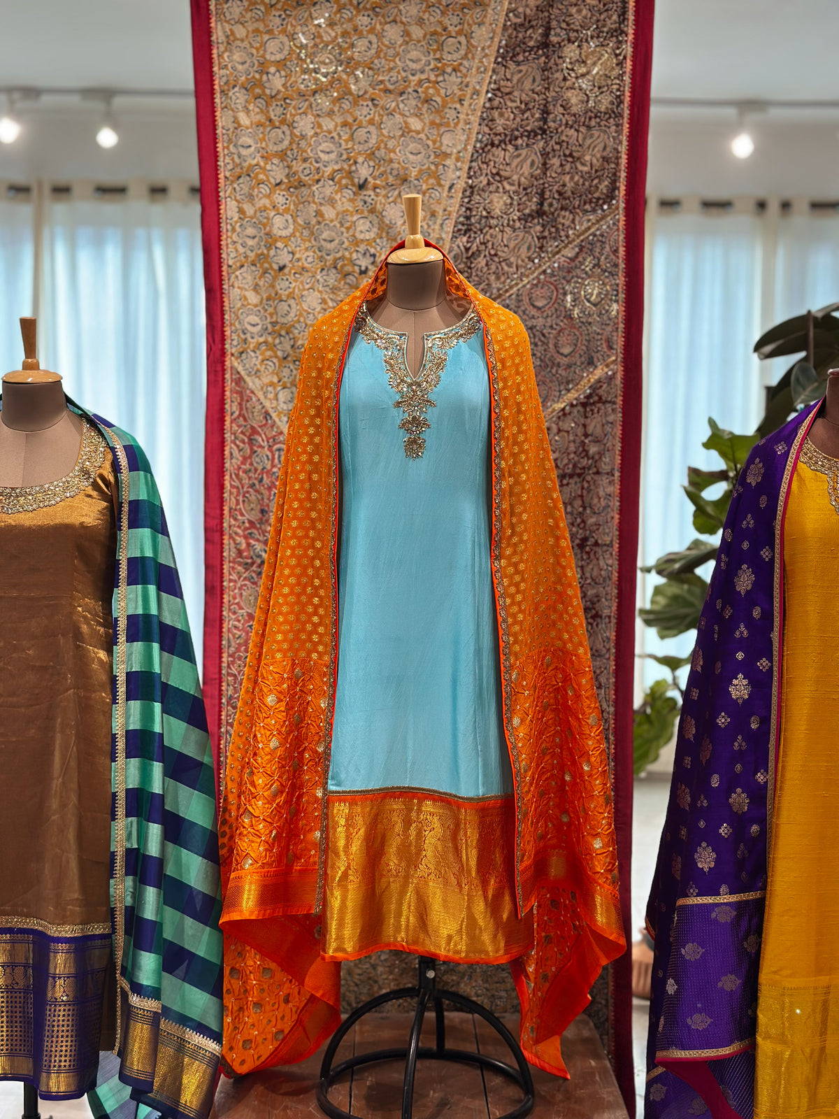 Pastel Kanchi suit with Bandhani