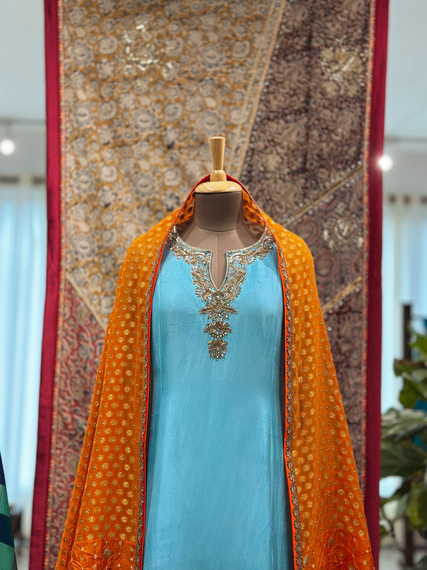 Pastel Kanchi suit with Bandhani