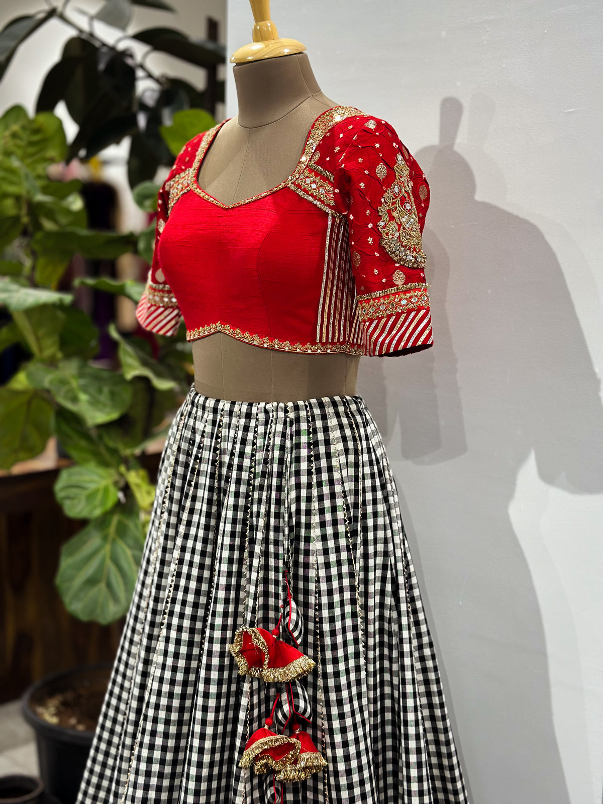 Handwoven Ikat Lehenga with Bandhani