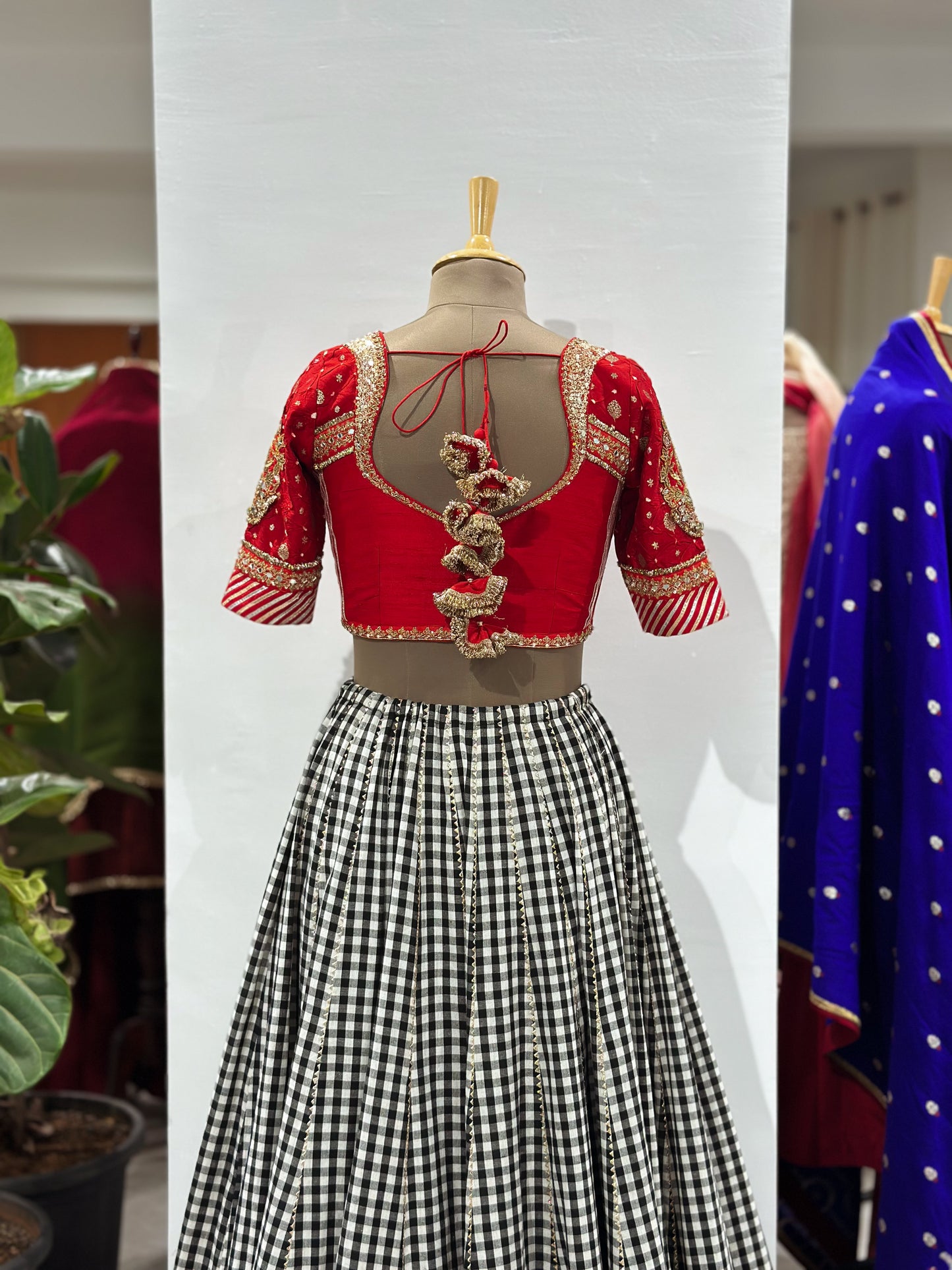 Handwoven Ikat Lehenga with Bandhani