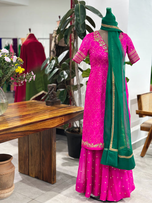 Handwoven Silk Brocade Sharara Set