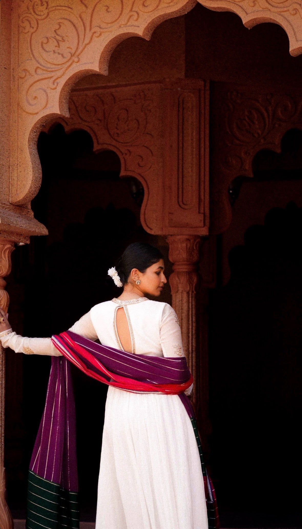 Chitrakatha White Anarkali Set